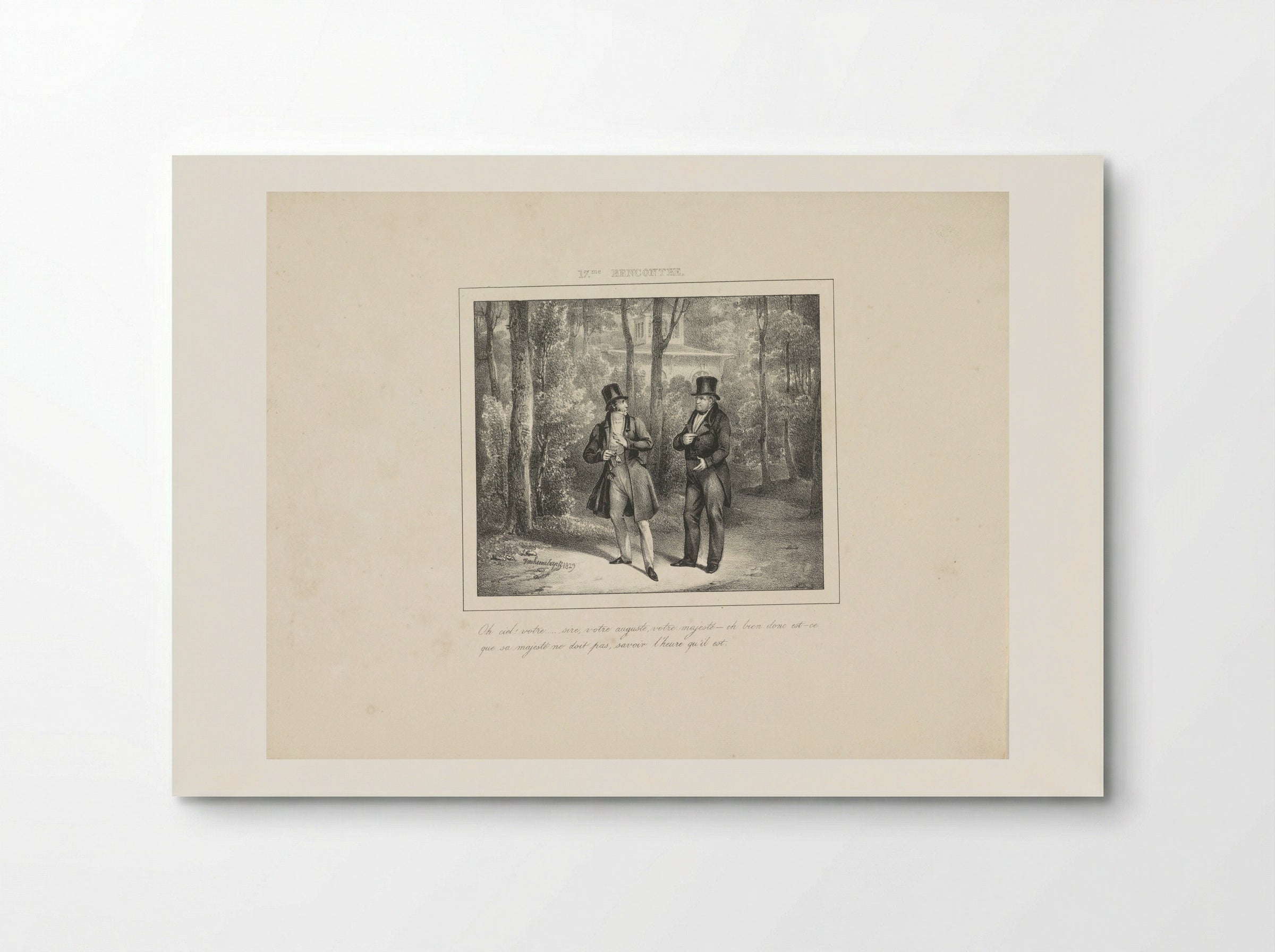 Koning Willem I vraagt een wandelaar de tijd - Jean Baptiste Ambroise Marcellin Jobard - Poster