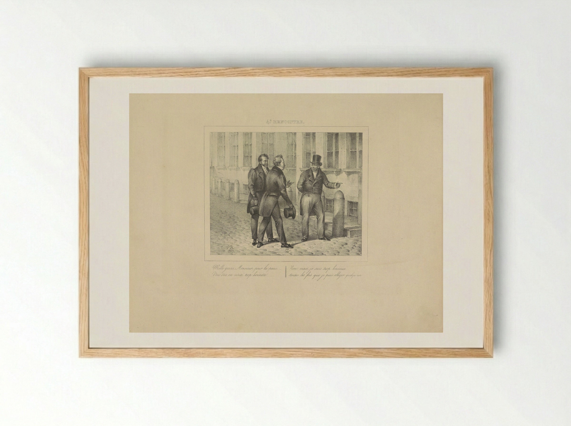 Koning Willem I wijst twee mannen de weg - Jean Baptiste Ambroise Marcellin Jobard - Framed Print Wood