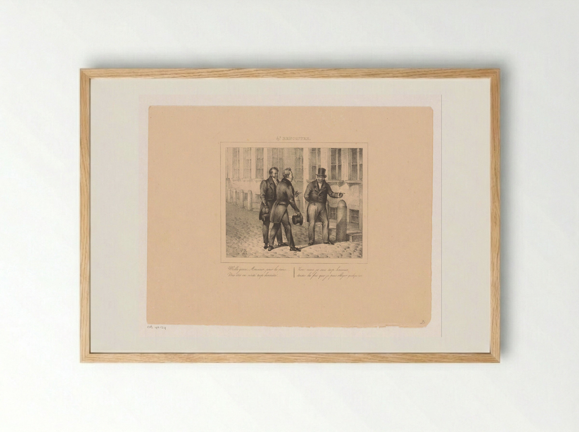 Koning Willem I wijst twee mannen de weg - Jean Baptiste Ambroise Marcellin Jobard - Framed Print Wood