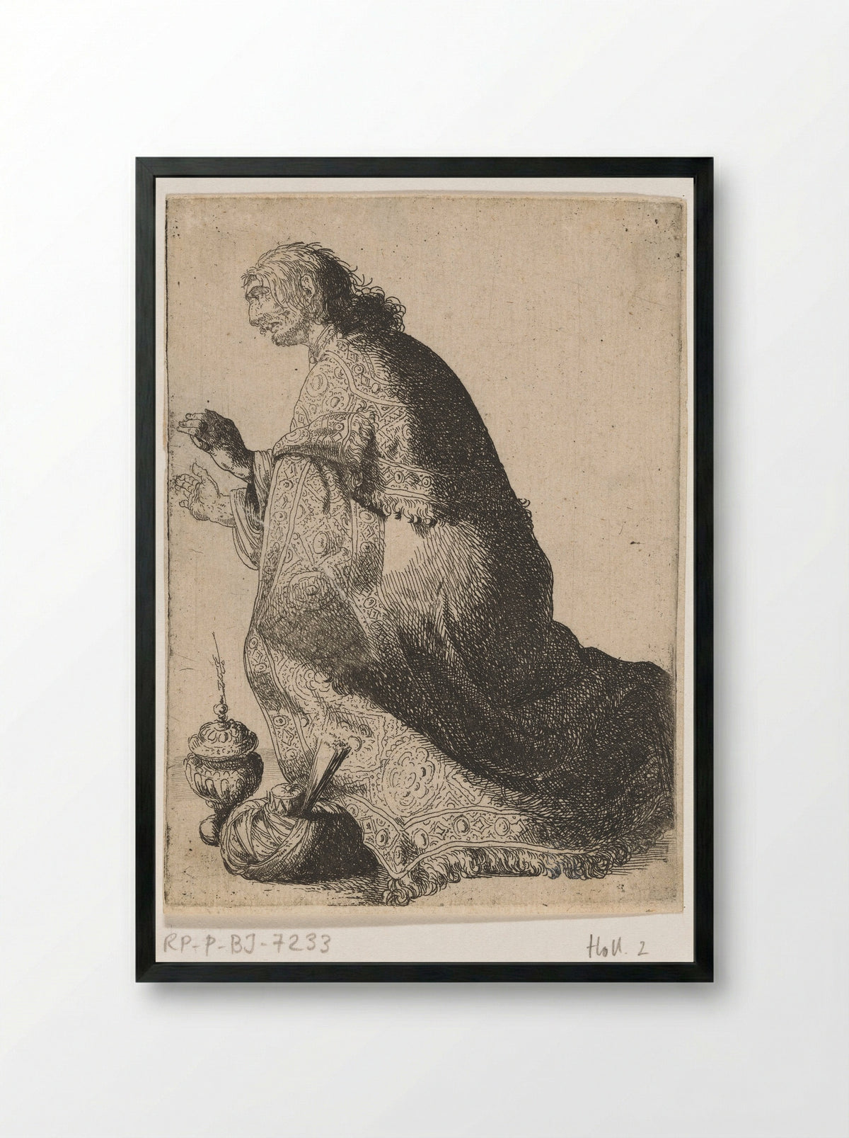 Koning in aanbidding - Jacob Duck - Framed Print Black