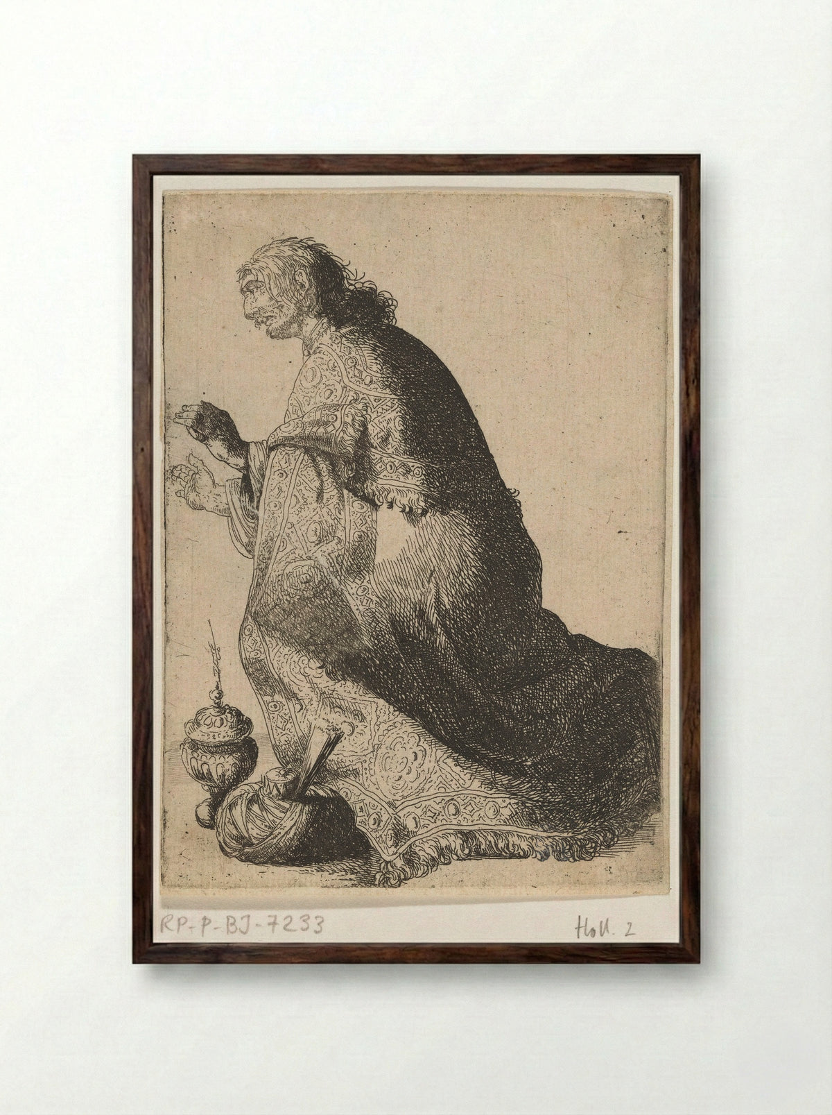 Koning in aanbidding - Jacob Duck - Framed Print Dark Wood