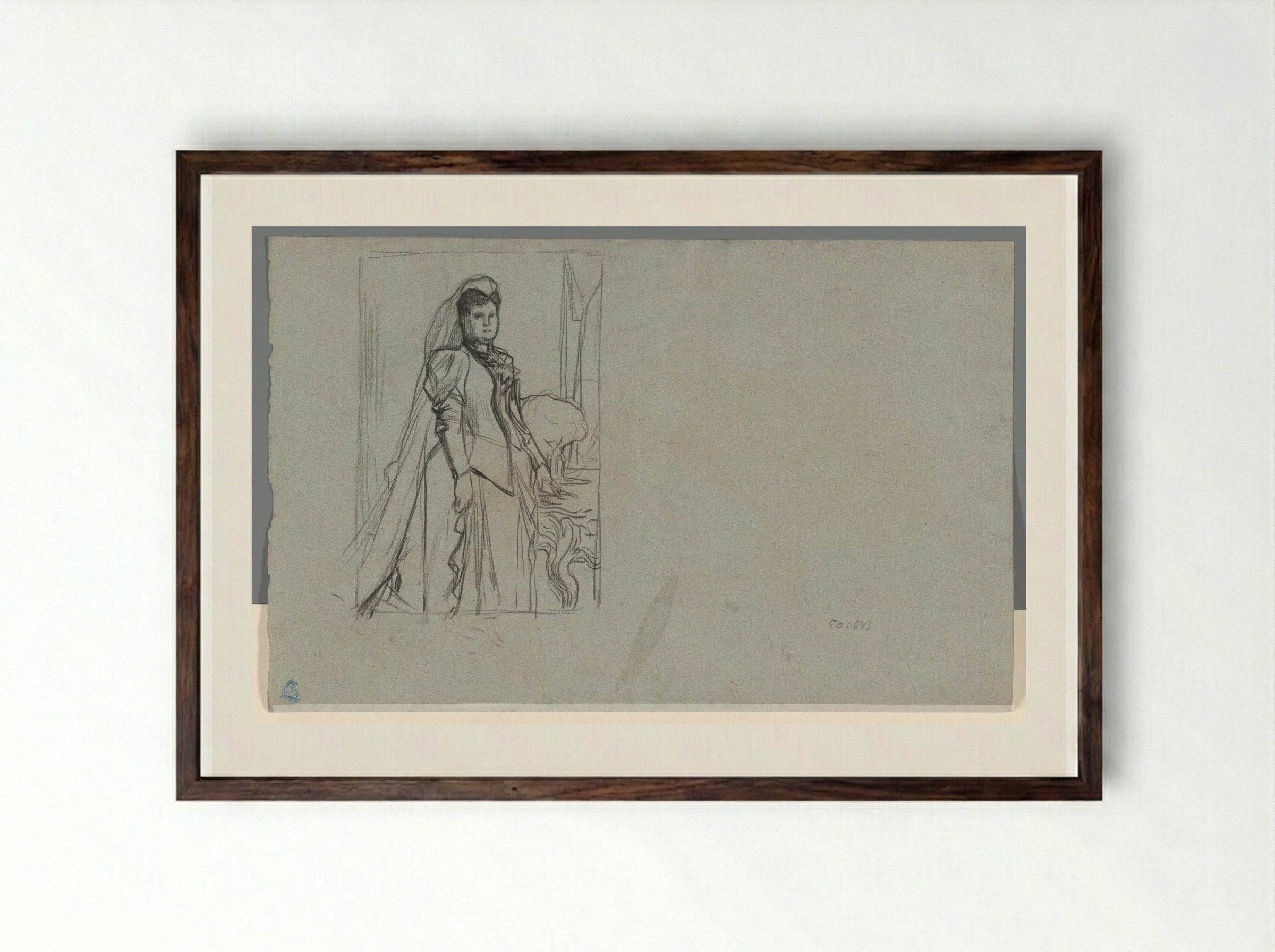 Koningin Emma in weduwendracht - Pieter de Josselin de Jong - Framed Print Dark Wood
