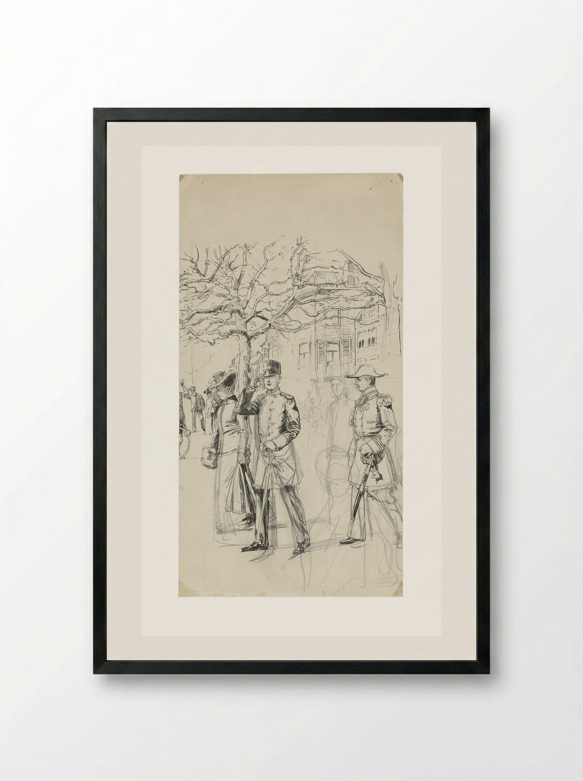 Koningin Wilhelmina en Prins Hendrik tijdens hun bezoek aan de koningin-moeder te 's-Gravenhage - Jan Hoynck van Papendrecht - Framed Print Black