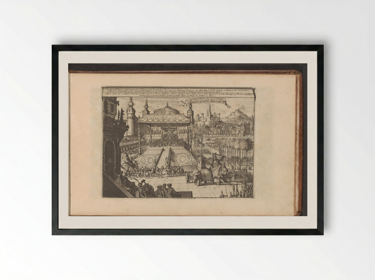 Koninklijk hof in Mongolië - Romeyn de Hooghe - Framed Print Black