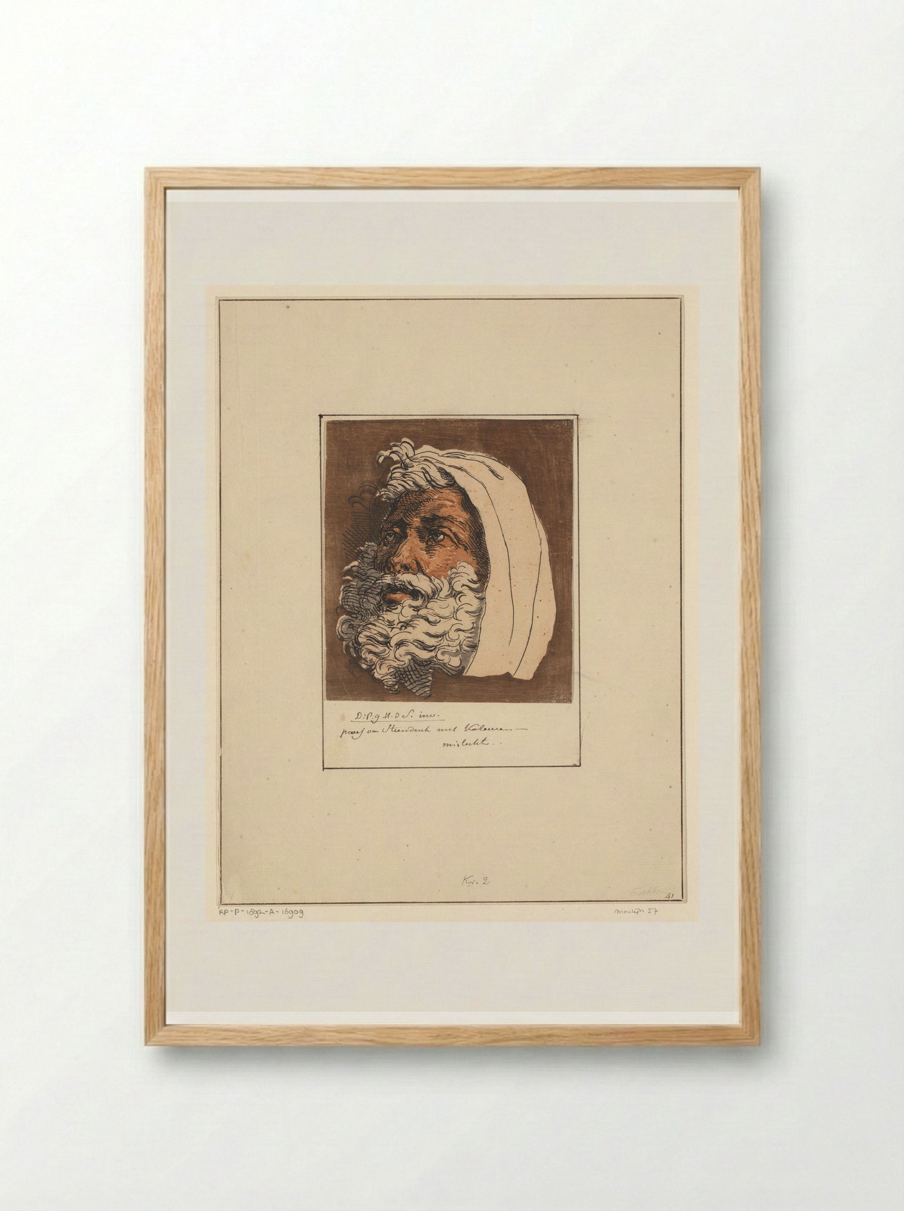 Kop van een grijsaard - David Pièrre Giottino Humbert de Superville - Framed Print Wood