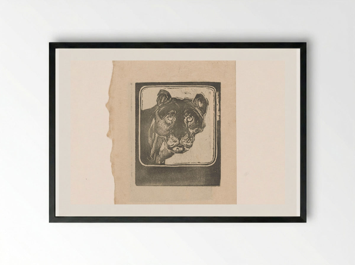 Kop van een leeuwin (Head of a Lioness) - Bernard Willem Wierink - Framed Print Black