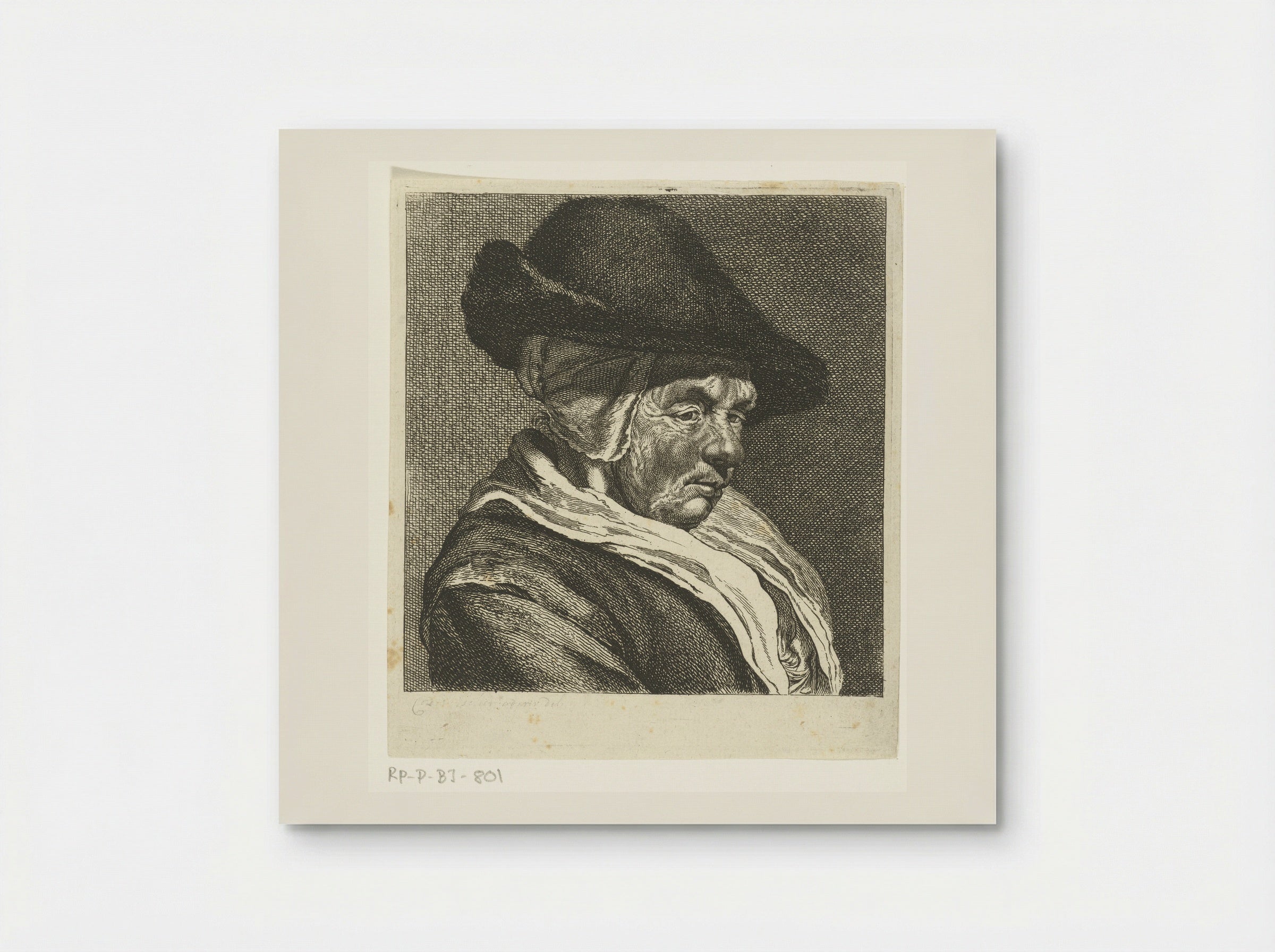 Kop van een oude vrouw met pet - Joannes Bemme - Poster