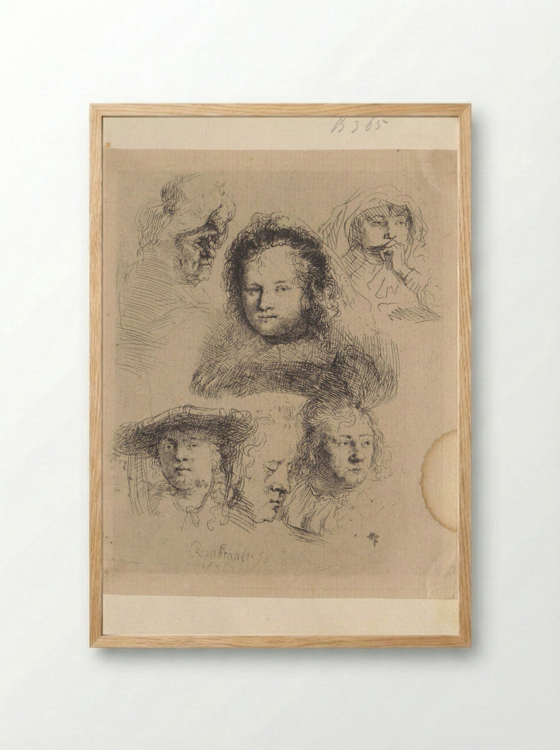 Kopstudies van Saskia en anderen - Henry Louis Basan - Framed Print Wood