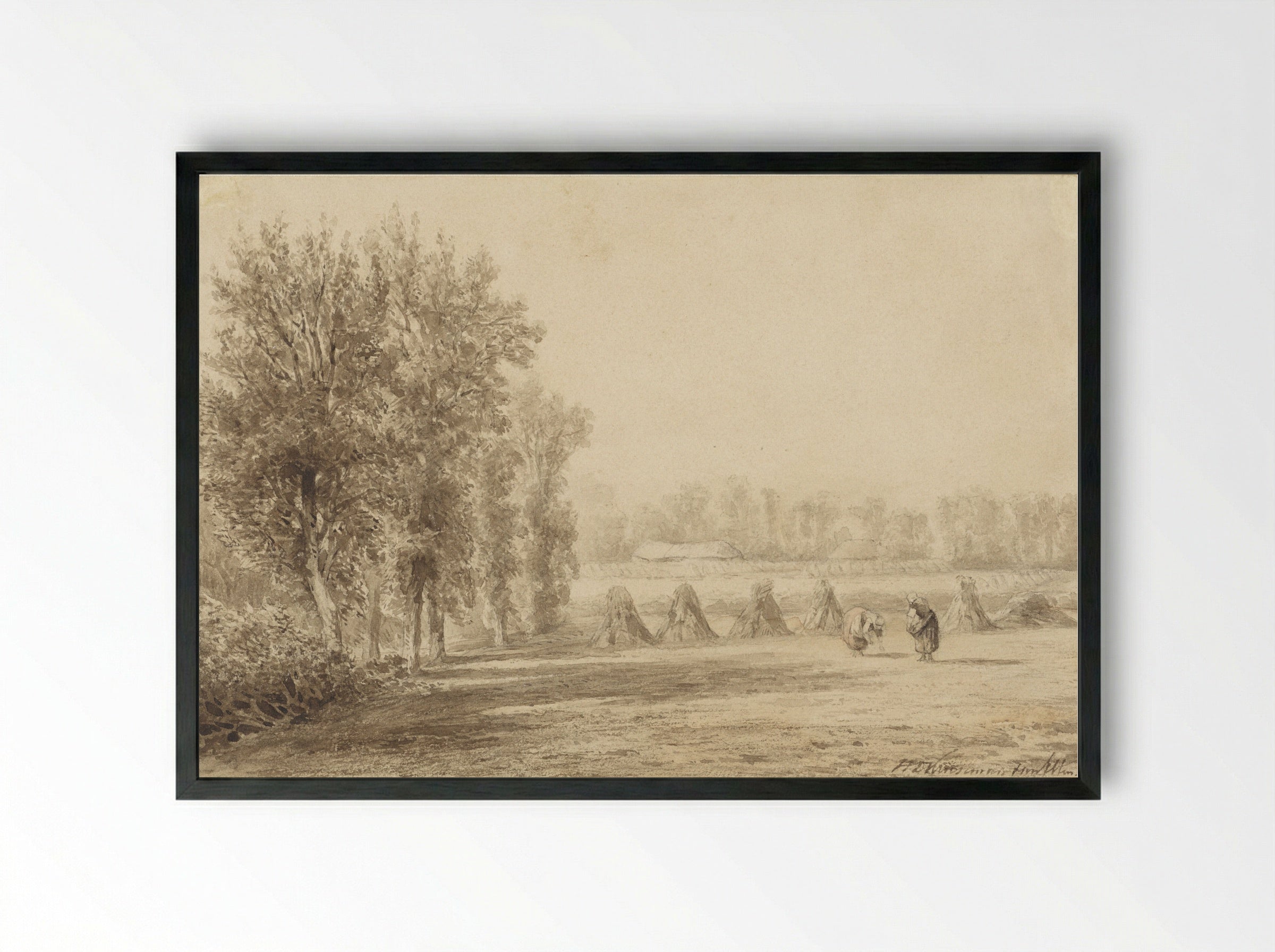 Korenveld (Cornfield) - Hendrik Dirk Kruseman van Elten - Framed Print Black