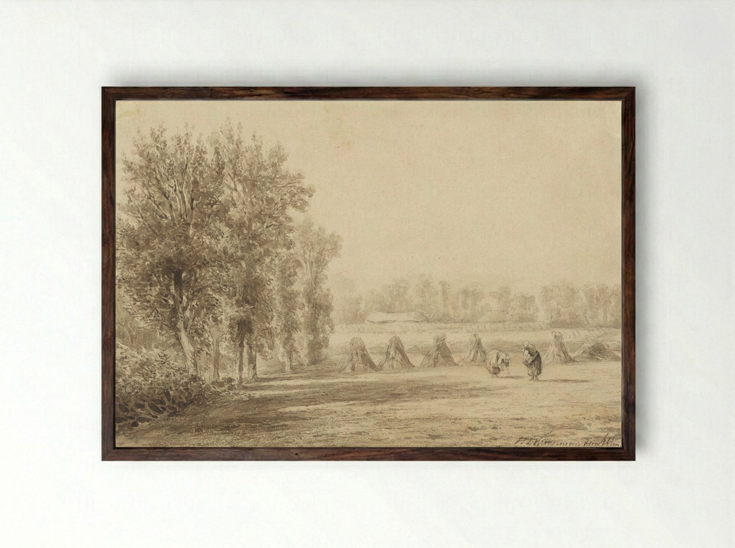 Korenveld (Cornfield) - Hendrik Dirk Kruseman van Elten - Framed Print Dark Wood