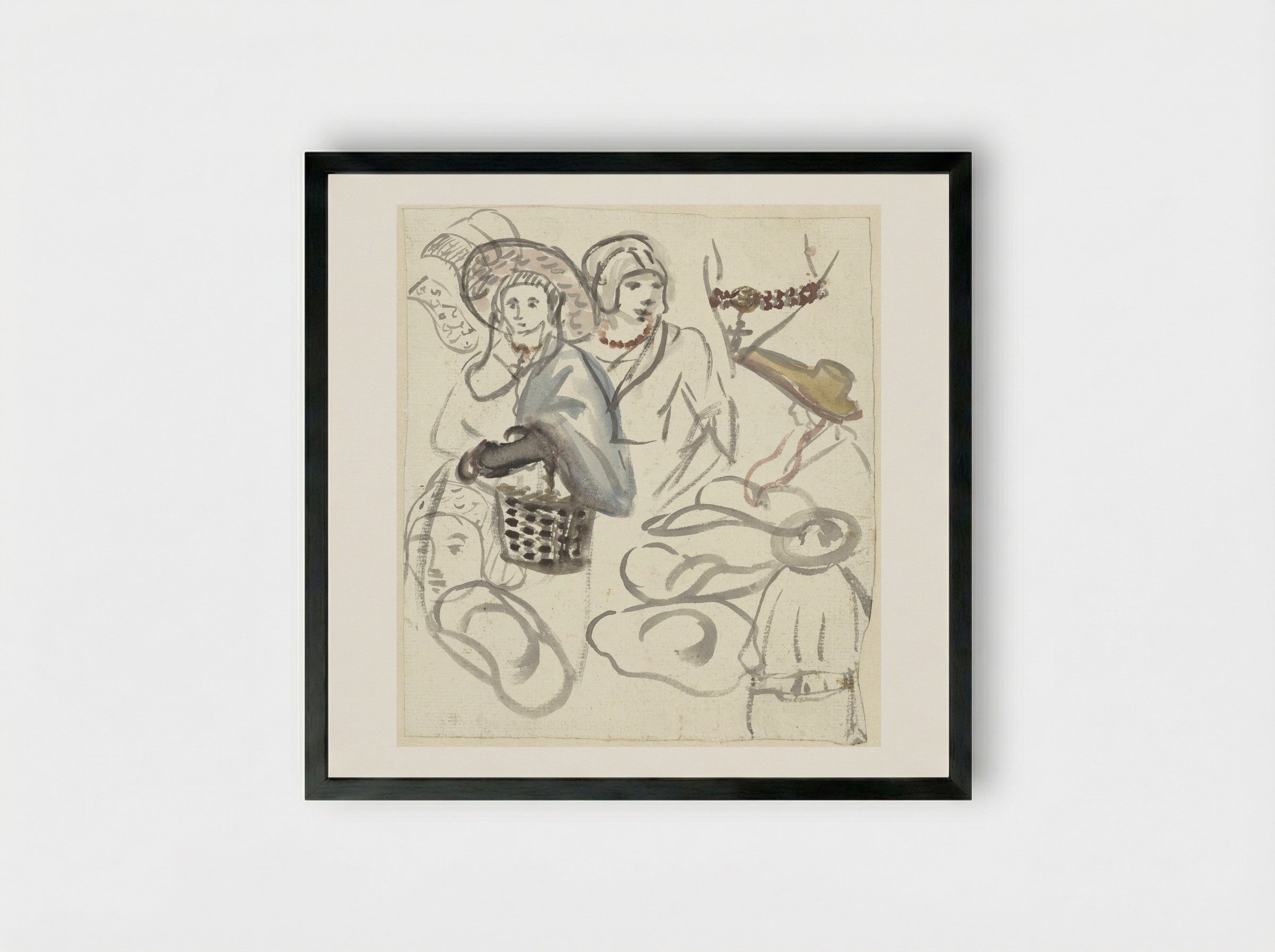 Kostuumstudies van boerinnen - Simon Andreas Krausz - Framed Print Black