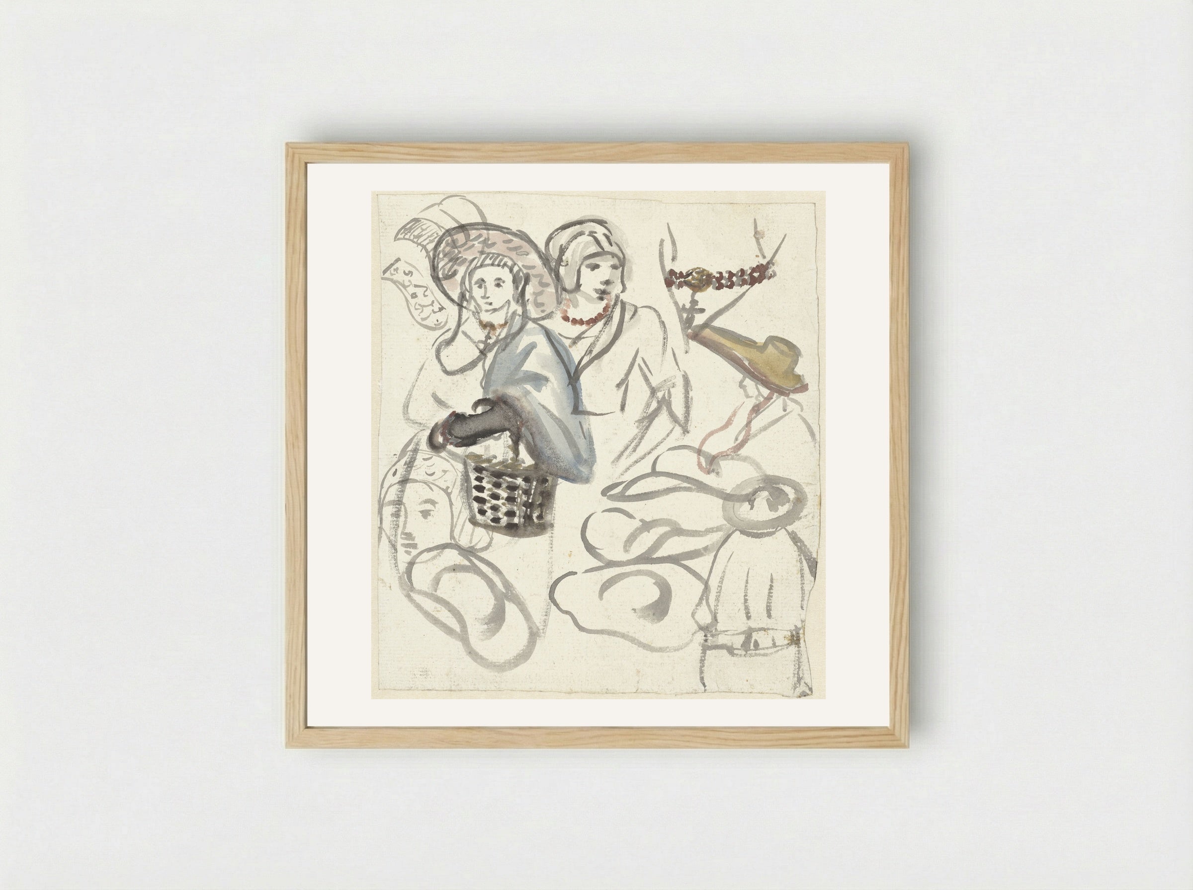Kostuumstudies van boerinnen - Simon Andreas Krausz - Framed Print Wood