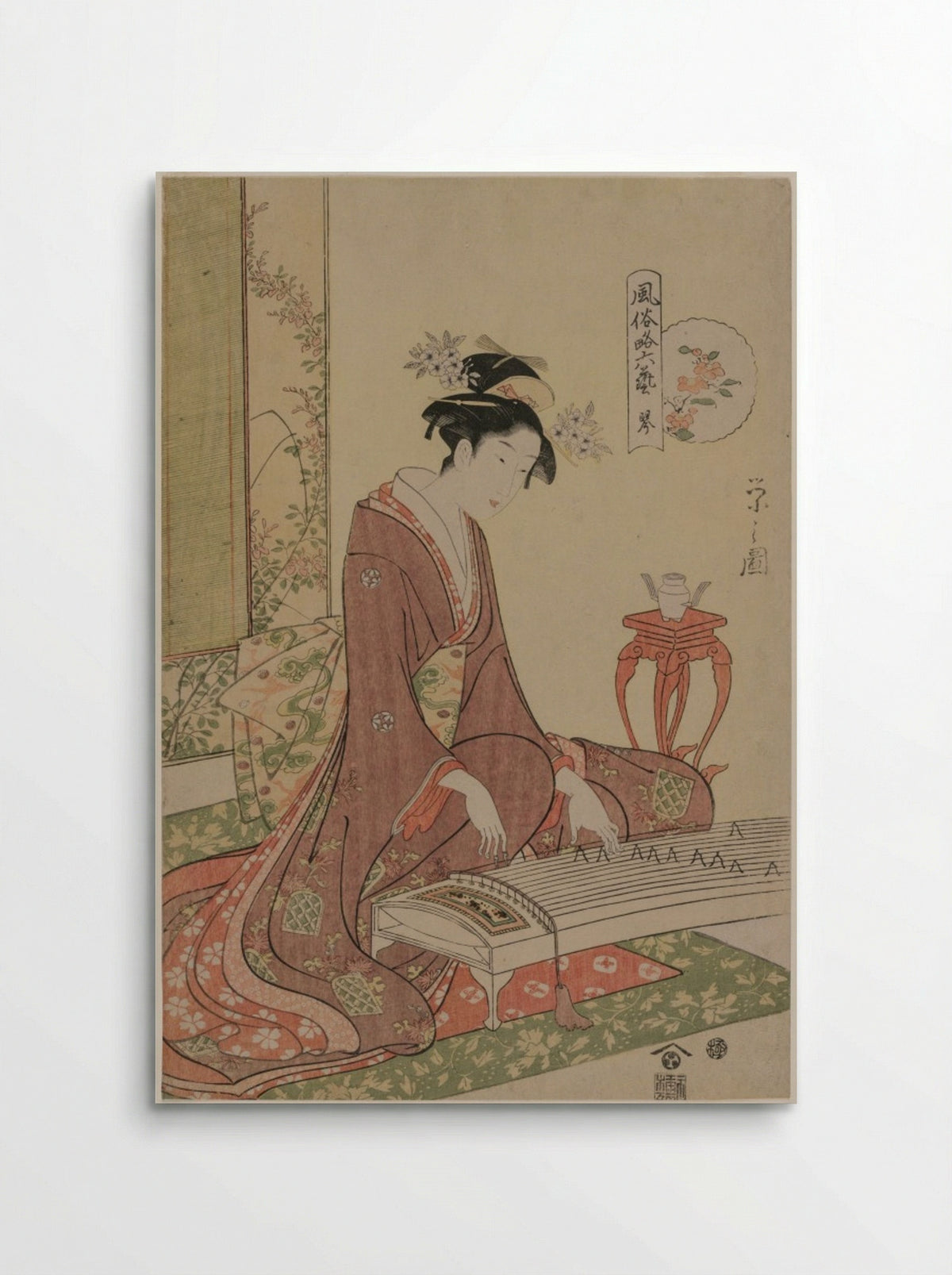 Koto from the series The Six Arts in Fashionable Guise - Chōbunsai Eishi - Poster
