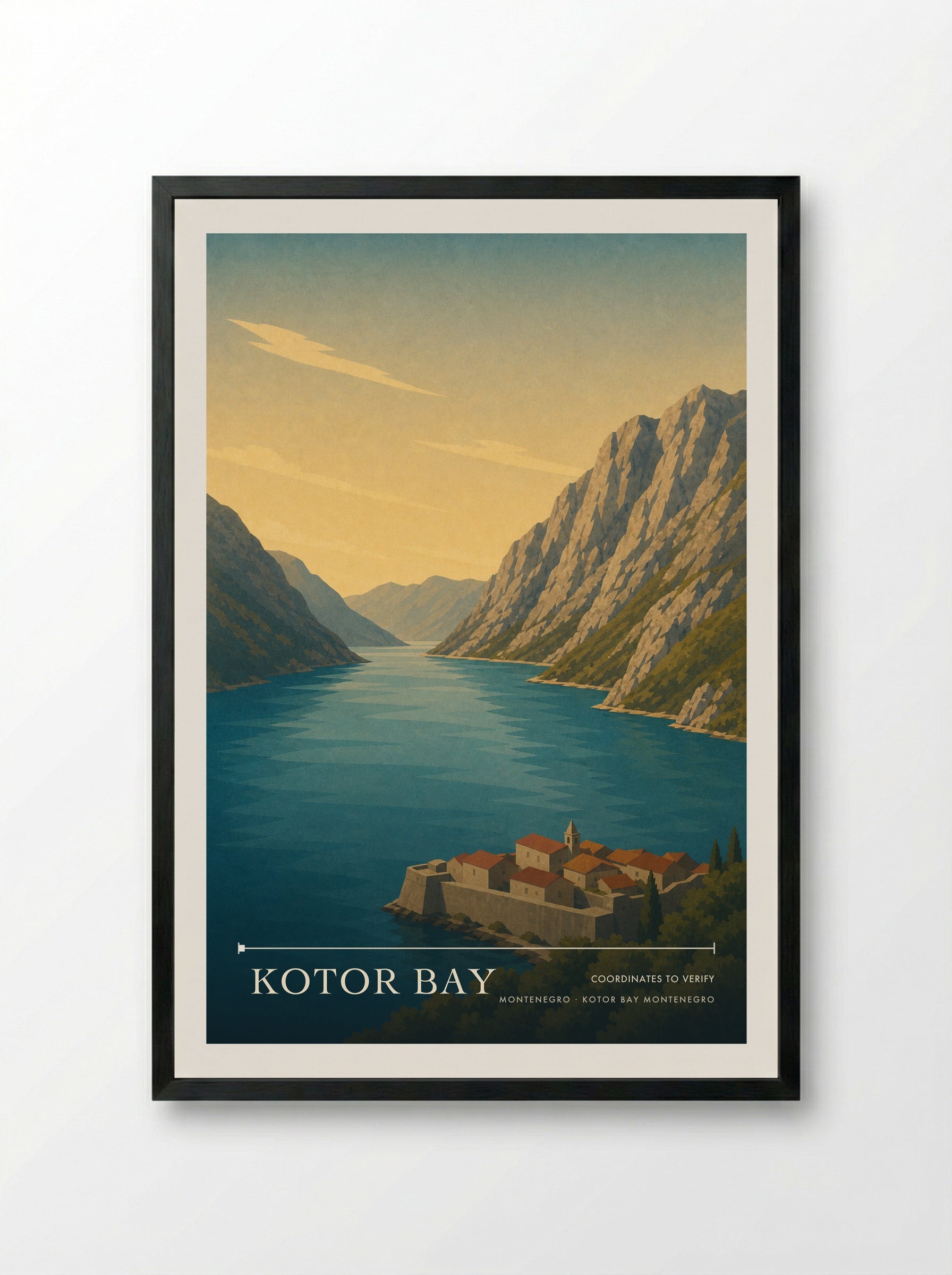 Kotor Bay Montenegro Kotor Bay Montenegro Travel Poster - Framed Print Black