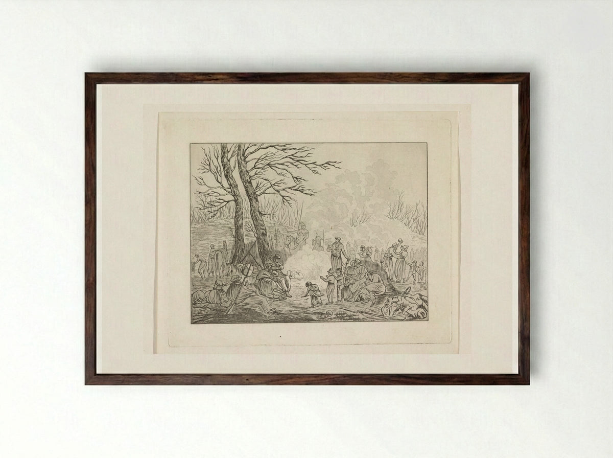 Kozakken bivak - Pieter Bartholomeusz. Barbiers - Framed Print Dark Wood