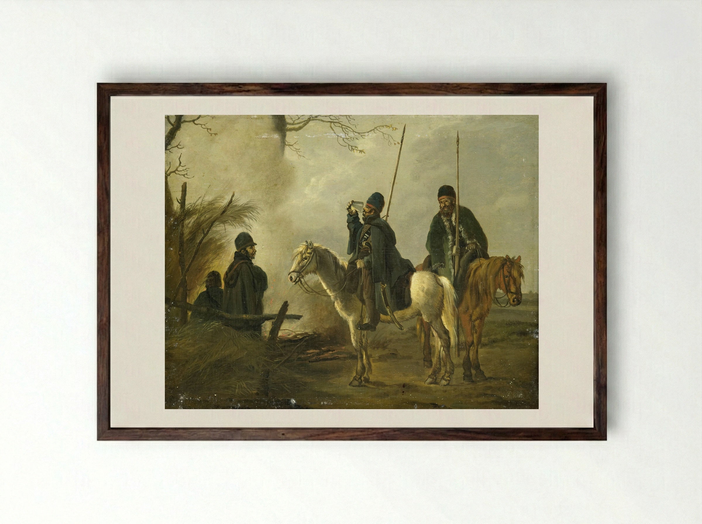 Kozakkenvoorpost in 1813 - Pieter Gerardus van Os - Framed Print Dark Wood