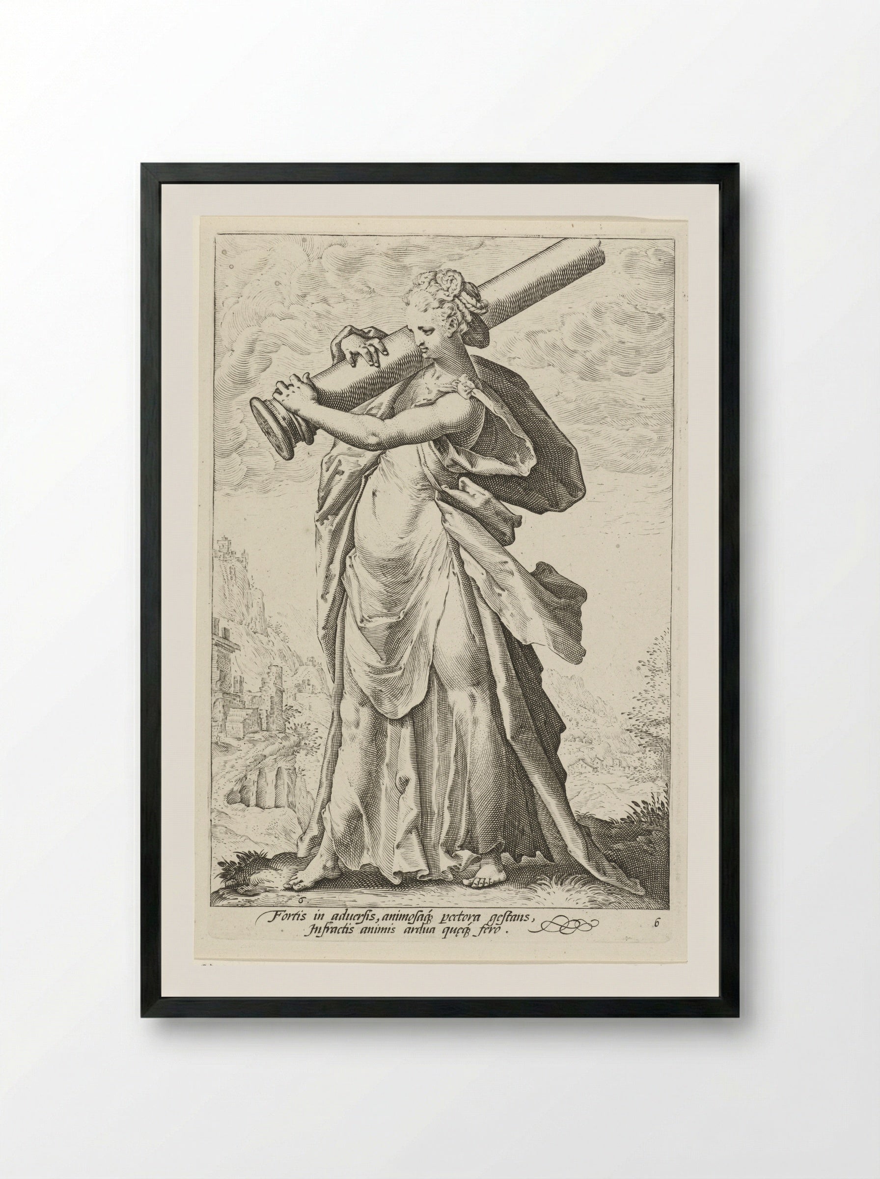 Kracht (Fortitudo) - Claes Jansz. Visscher (II) - Framed Print Black