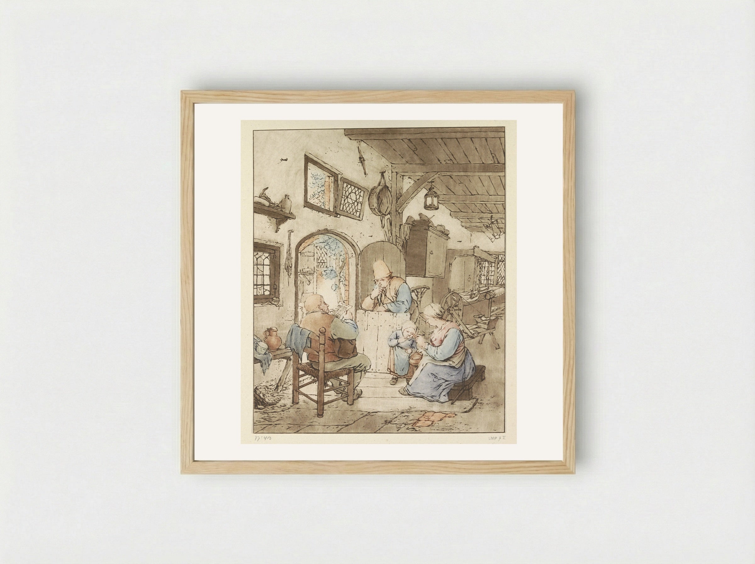 Krantlezer in interieur - Cornelis Ploos van Amstel - Framed Print Wood