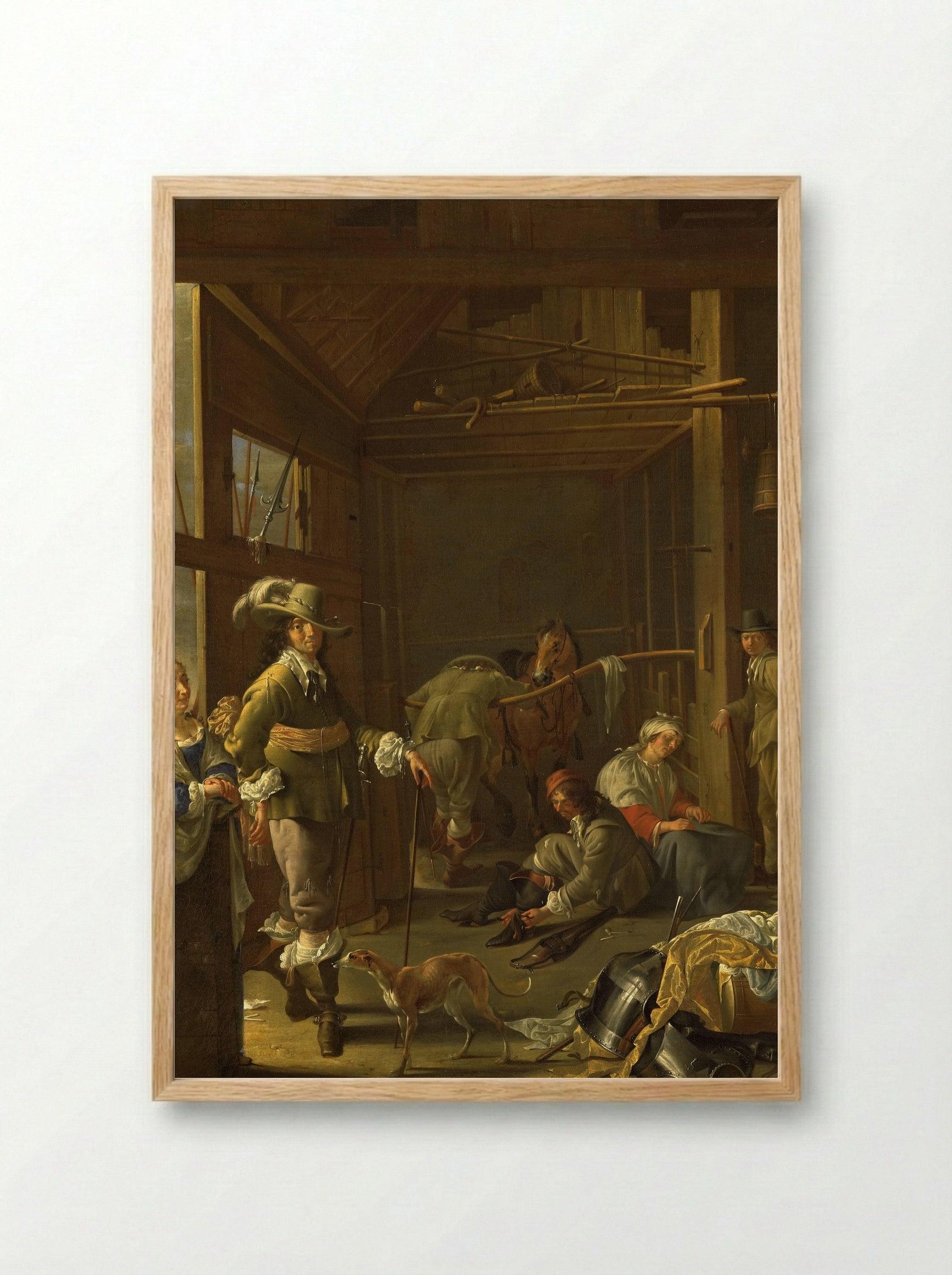 Krijgslieden in een paardestal - Jacob Duck - Framed Print Wood
