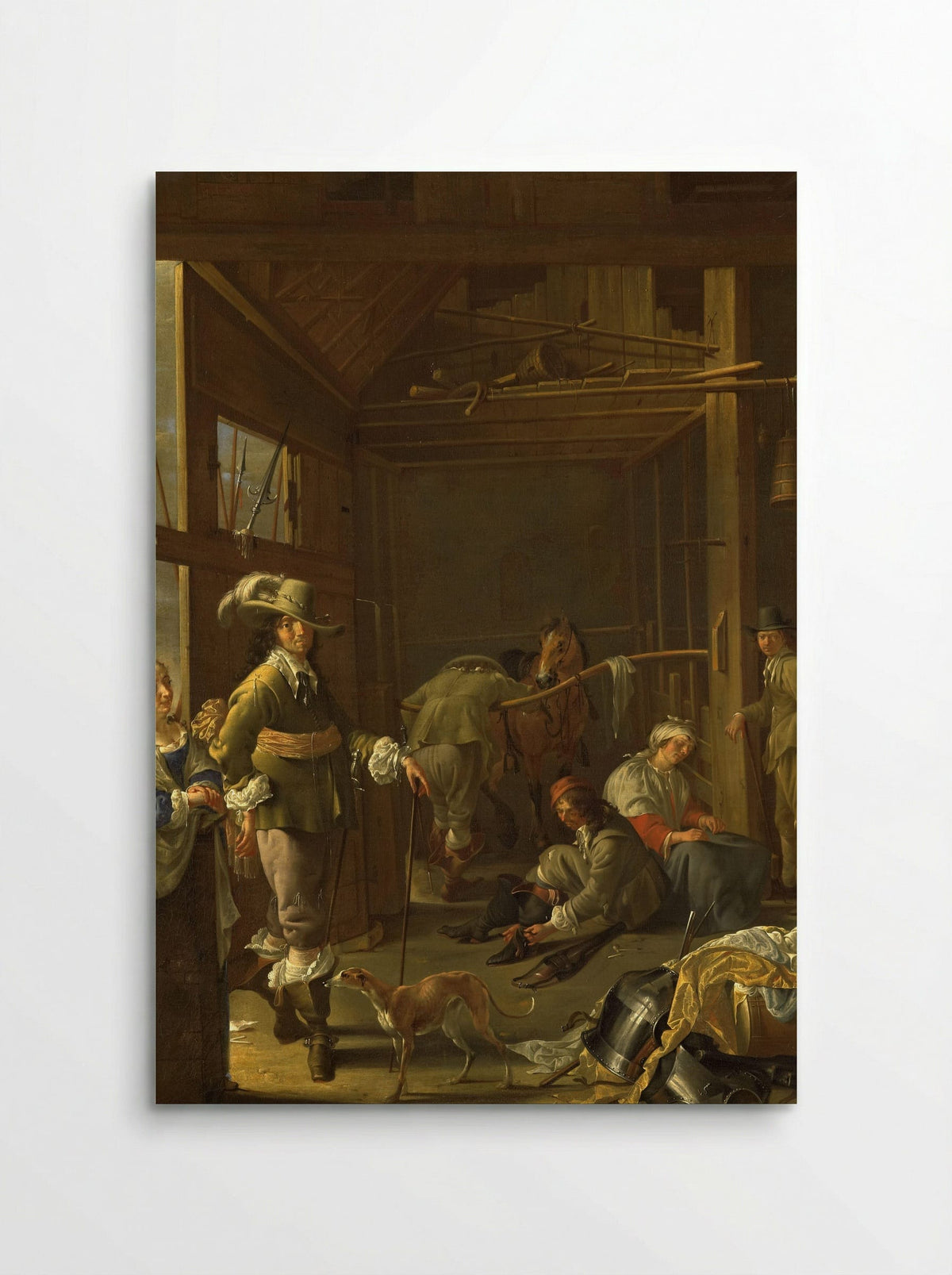 Krijgslieden in een paardestal - Jacob Duck - Poster