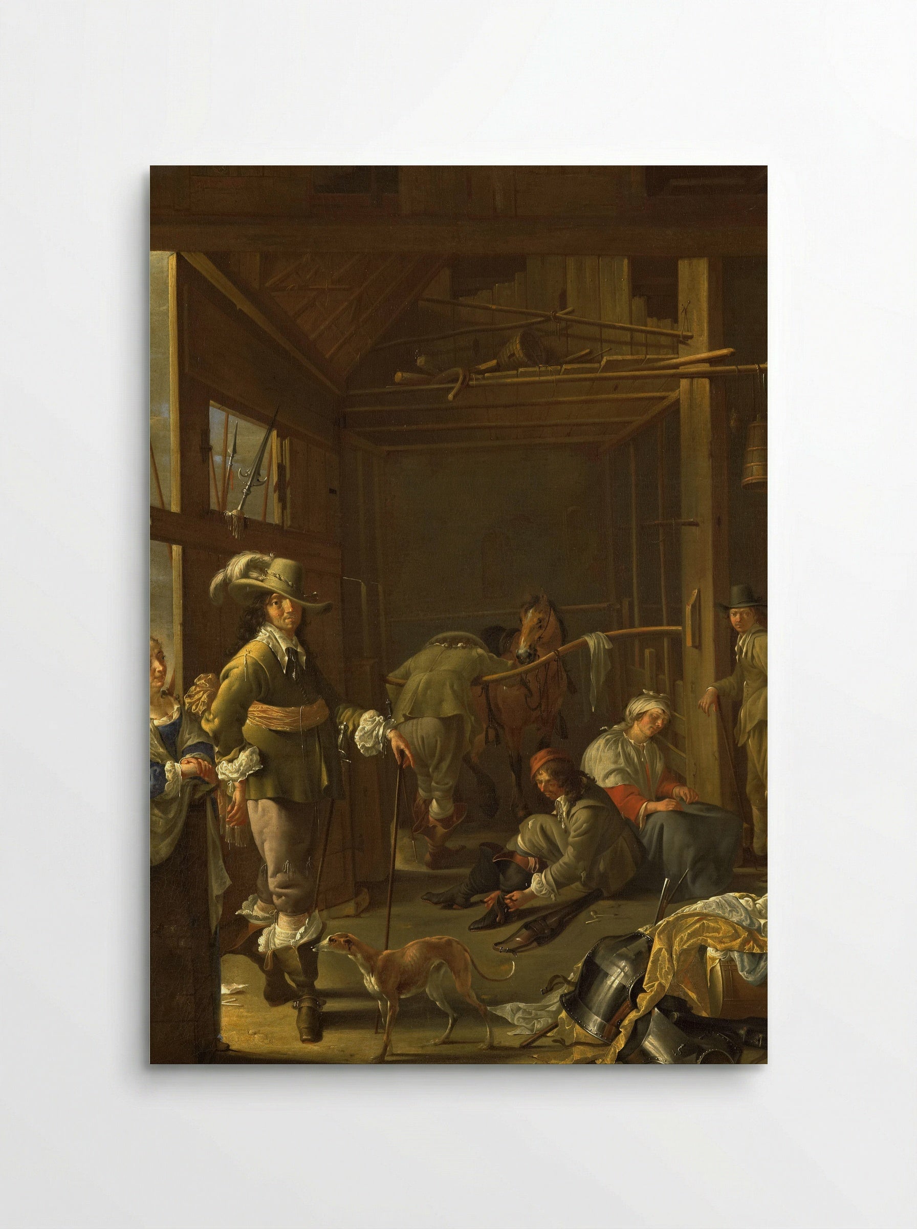 Krijgslieden in een paardestal - Jacob Duck - Poster