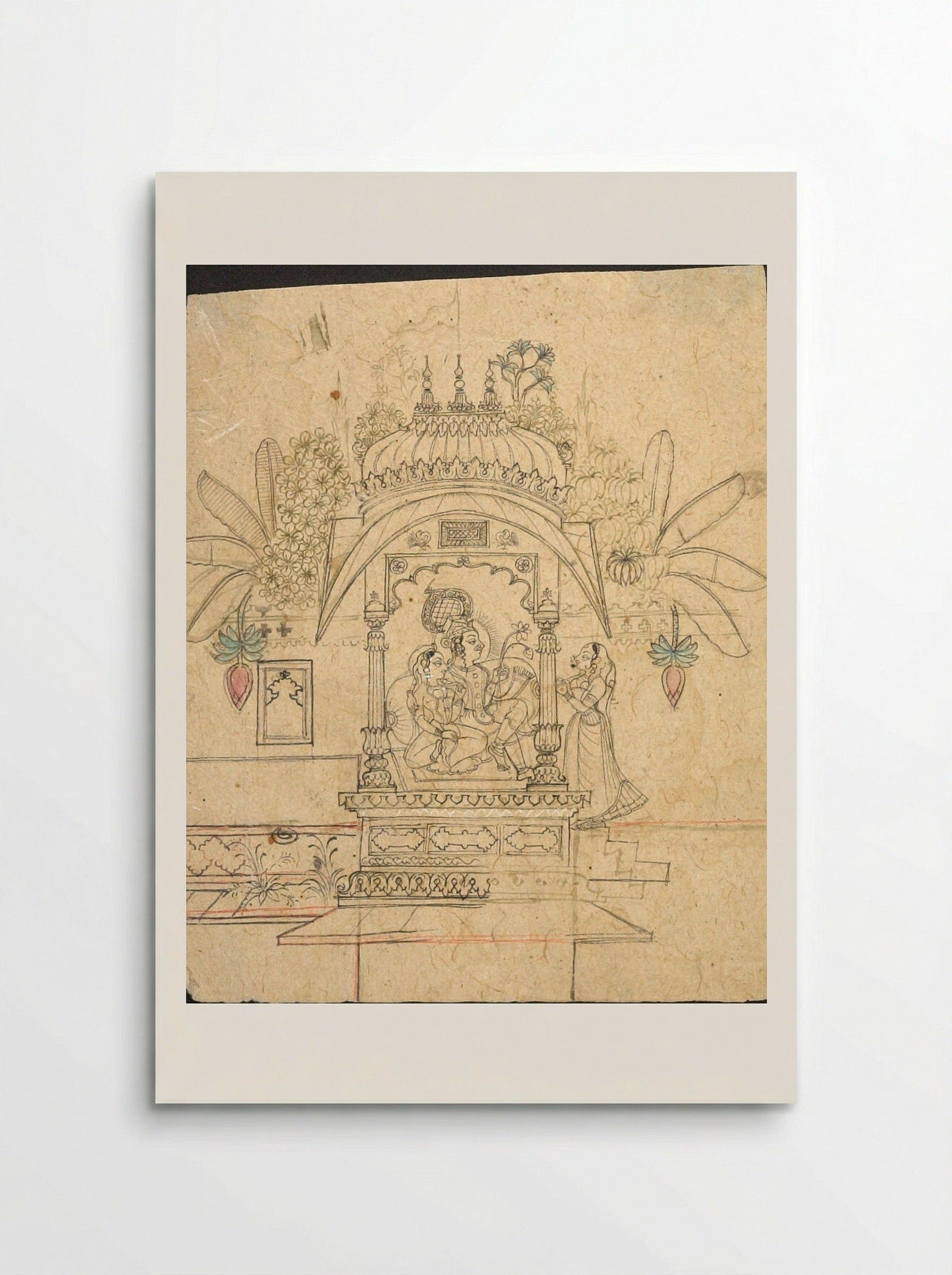 Krishna and Radha in a Pavilion - Unknown Artist - Poster