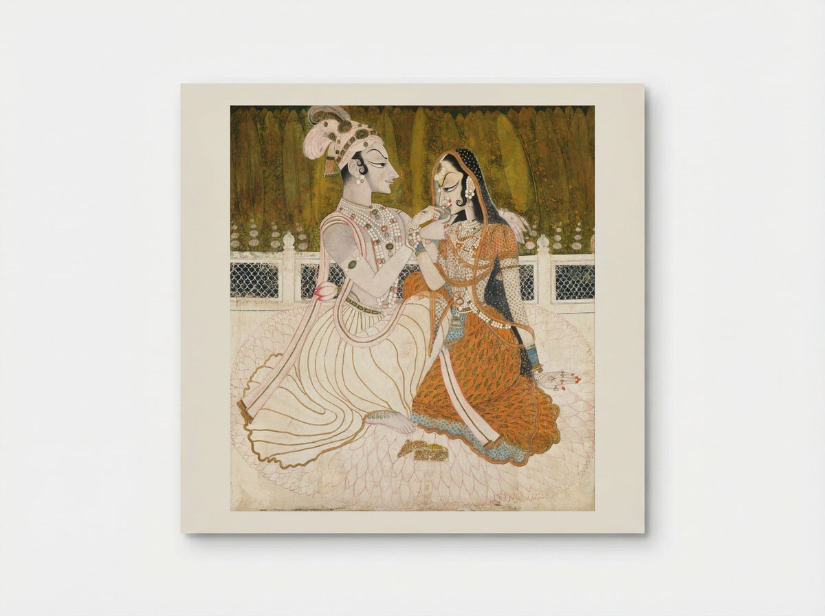 Krishna and Radha in a Pavilion - Unknown Indian Artist - Poster