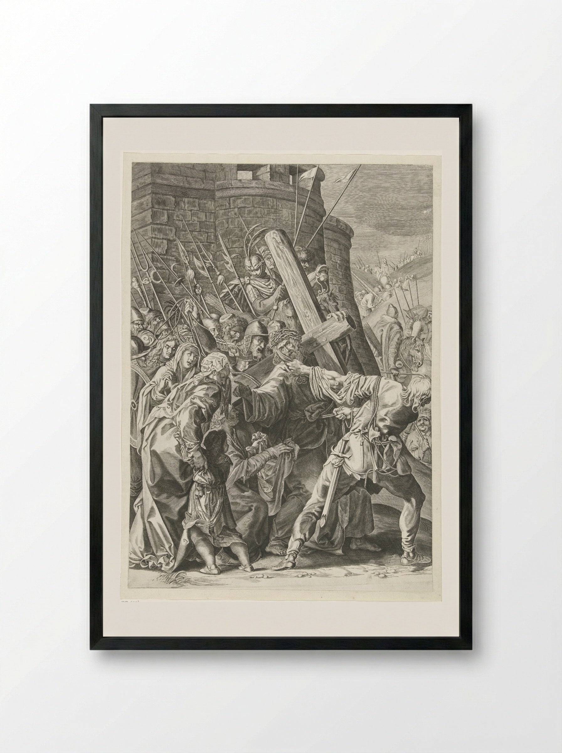 Kruisdraging van Christus - Aegidius Sadeler (II) - Framed Print Black