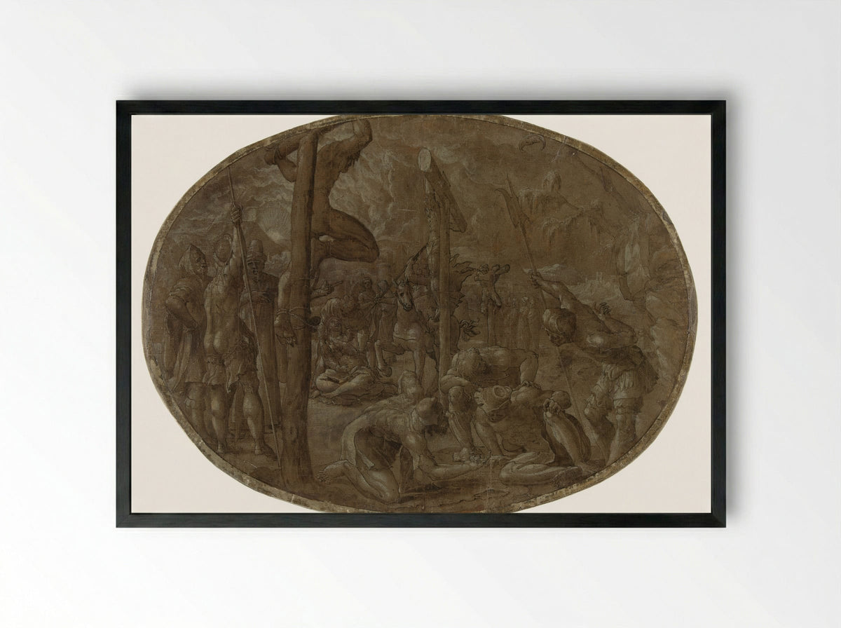 Kruisiging - Meester van de Liechtensteinse Aanbidding - Framed Print Black