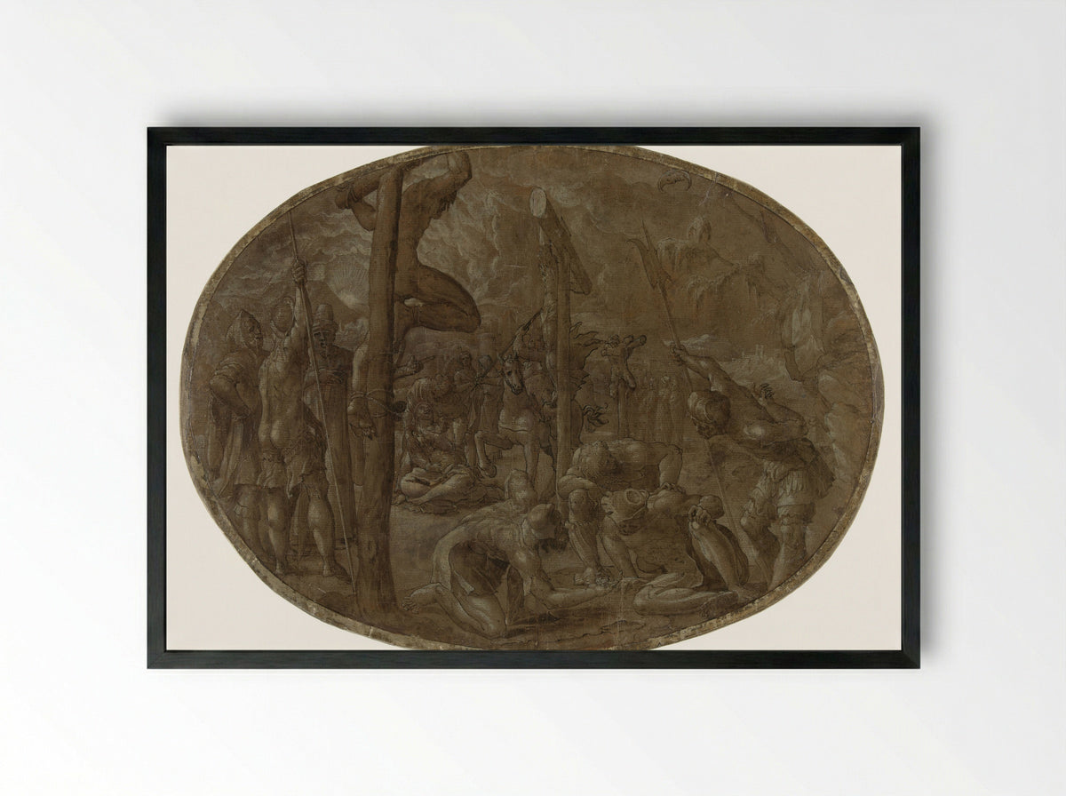 Kruisiging - Meester van de Liechtensteinse Aanbidding - Framed Print Black