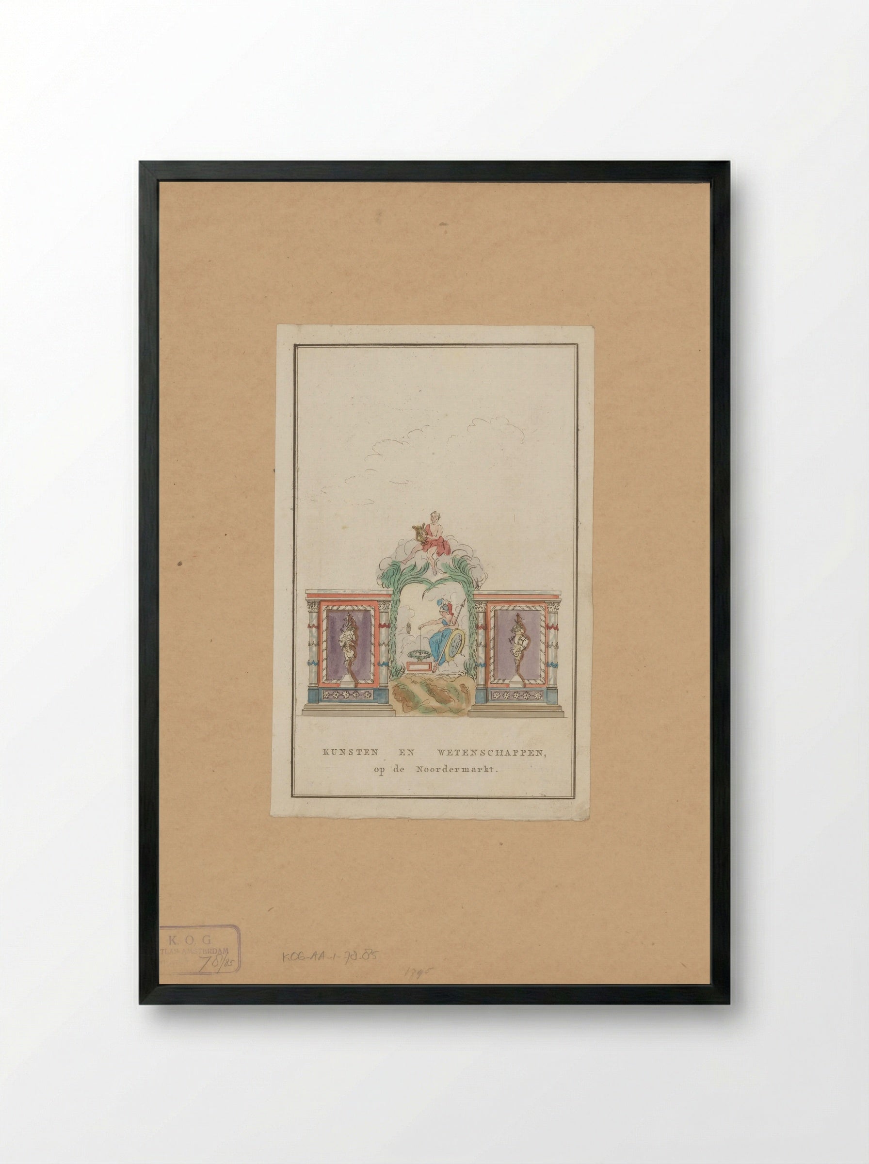 Kunsten en Wetenschappen, decoratie op de Noordermarkt te Amsterdam - Noach van der Meer (II) - Framed Print Black