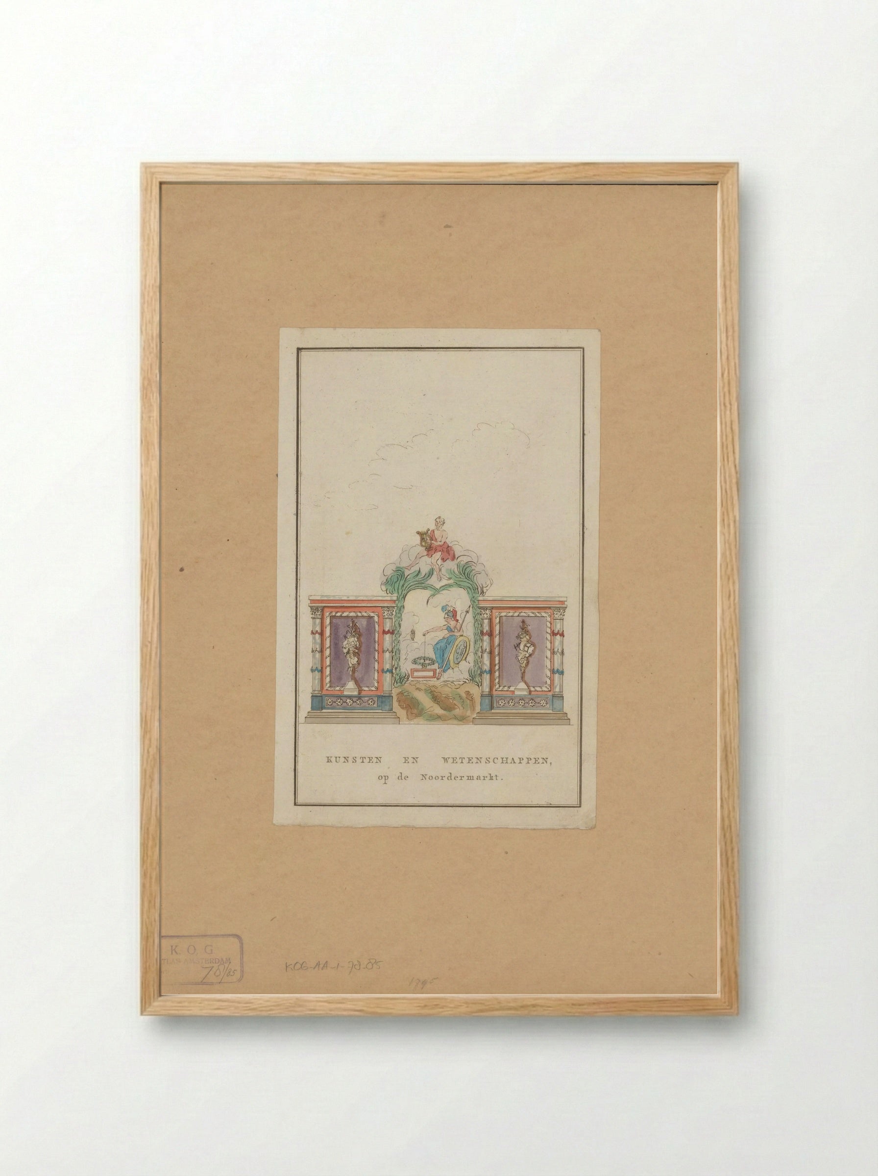 Kunsten en Wetenschappen, decoratie op de Noordermarkt te Amsterdam - Noach van der Meer (II) - Framed Print Wood