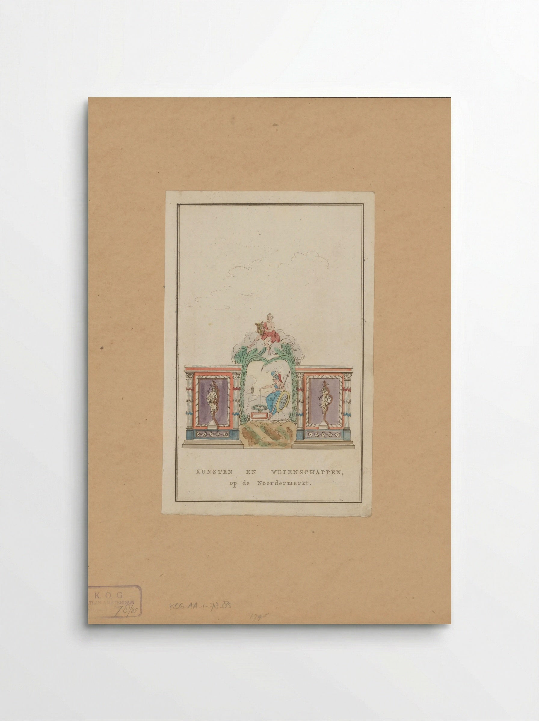Kunsten en Wetenschappen, decoratie op de Noordermarkt te Amsterdam - Noach van der Meer (II) - Poster