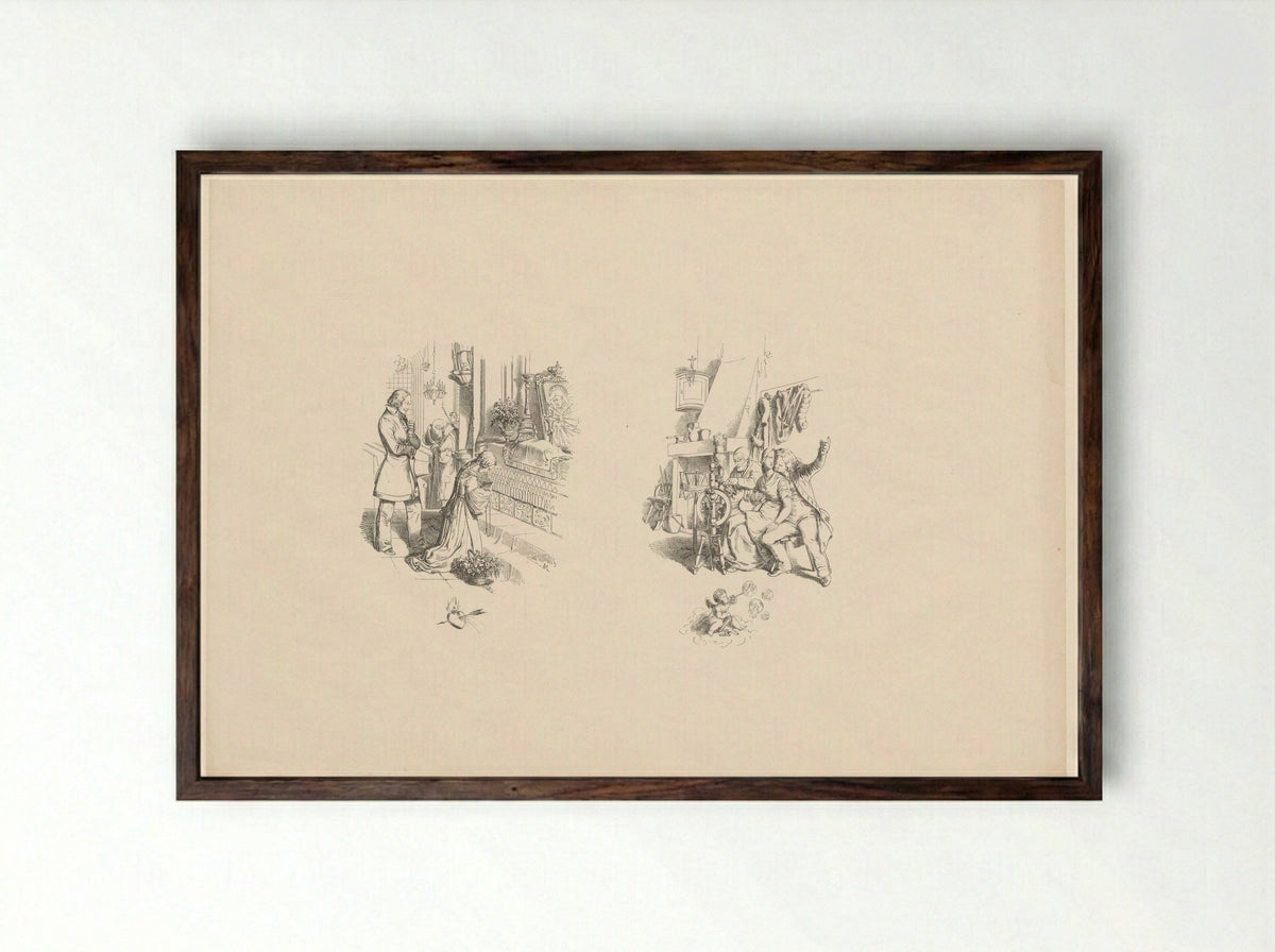 Kunstenaar maakt een vrouw het hof - L. Sachse & Co. - Framed Print Dark Wood