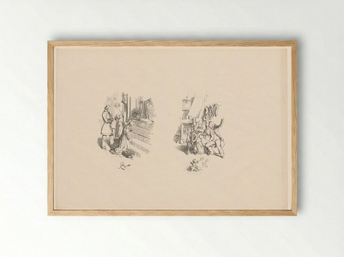 Kunstenaar maakt een vrouw het hof - L. Sachse & Co. - Framed Print Wood