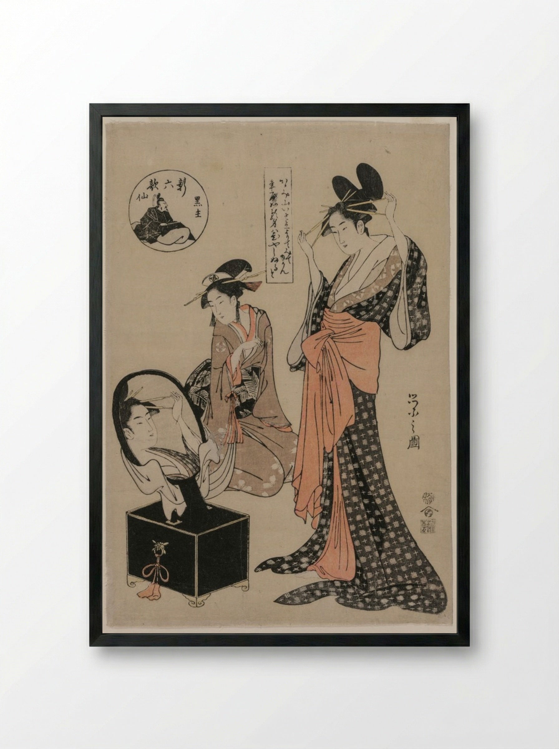 Kuronushi from the series The New Six Immortal Poets - Chōbunsai Eishi - Framed Print Black