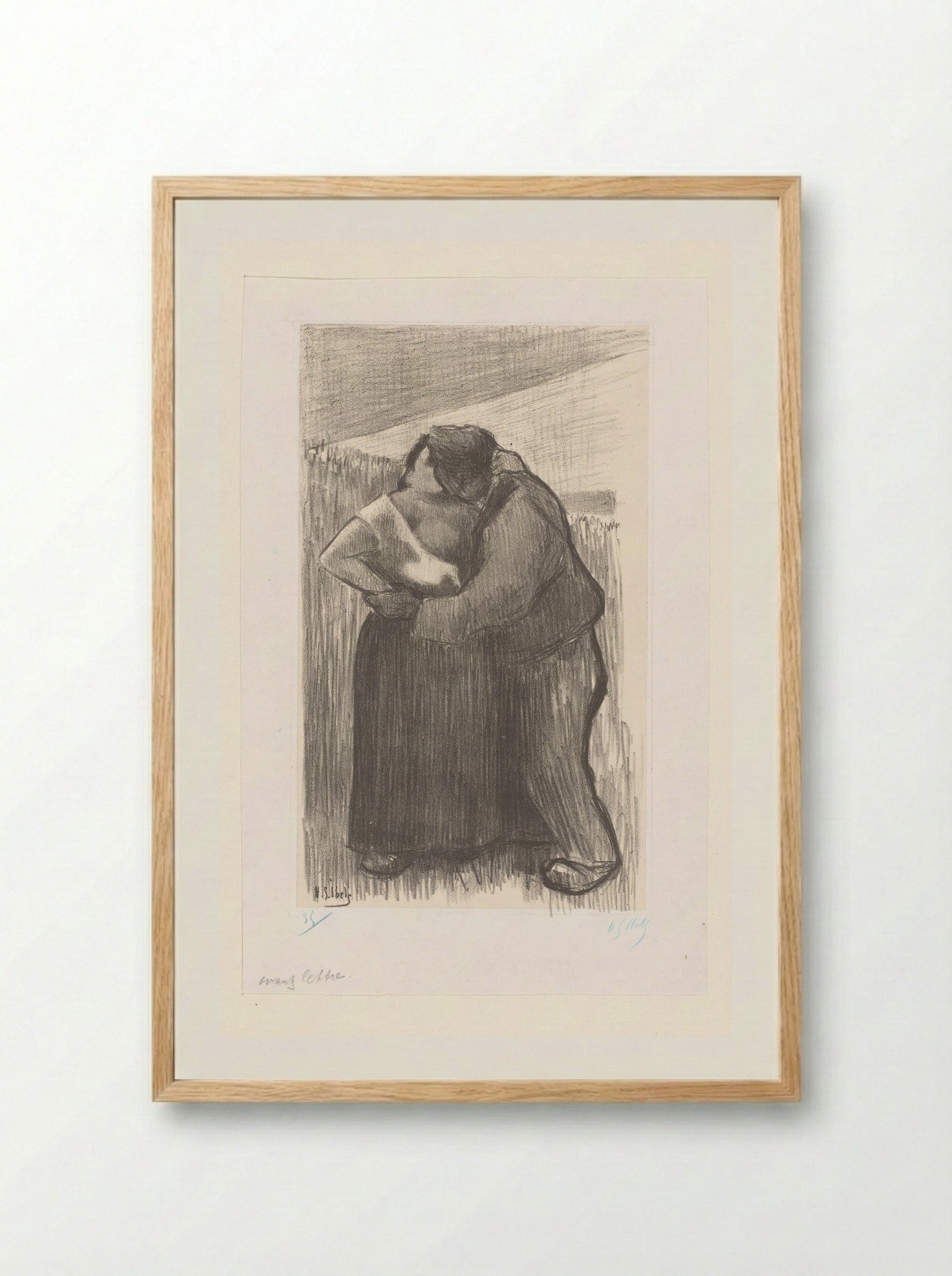 Kussend boerenpaar - Heinrich Stibbe - Framed Print Wood