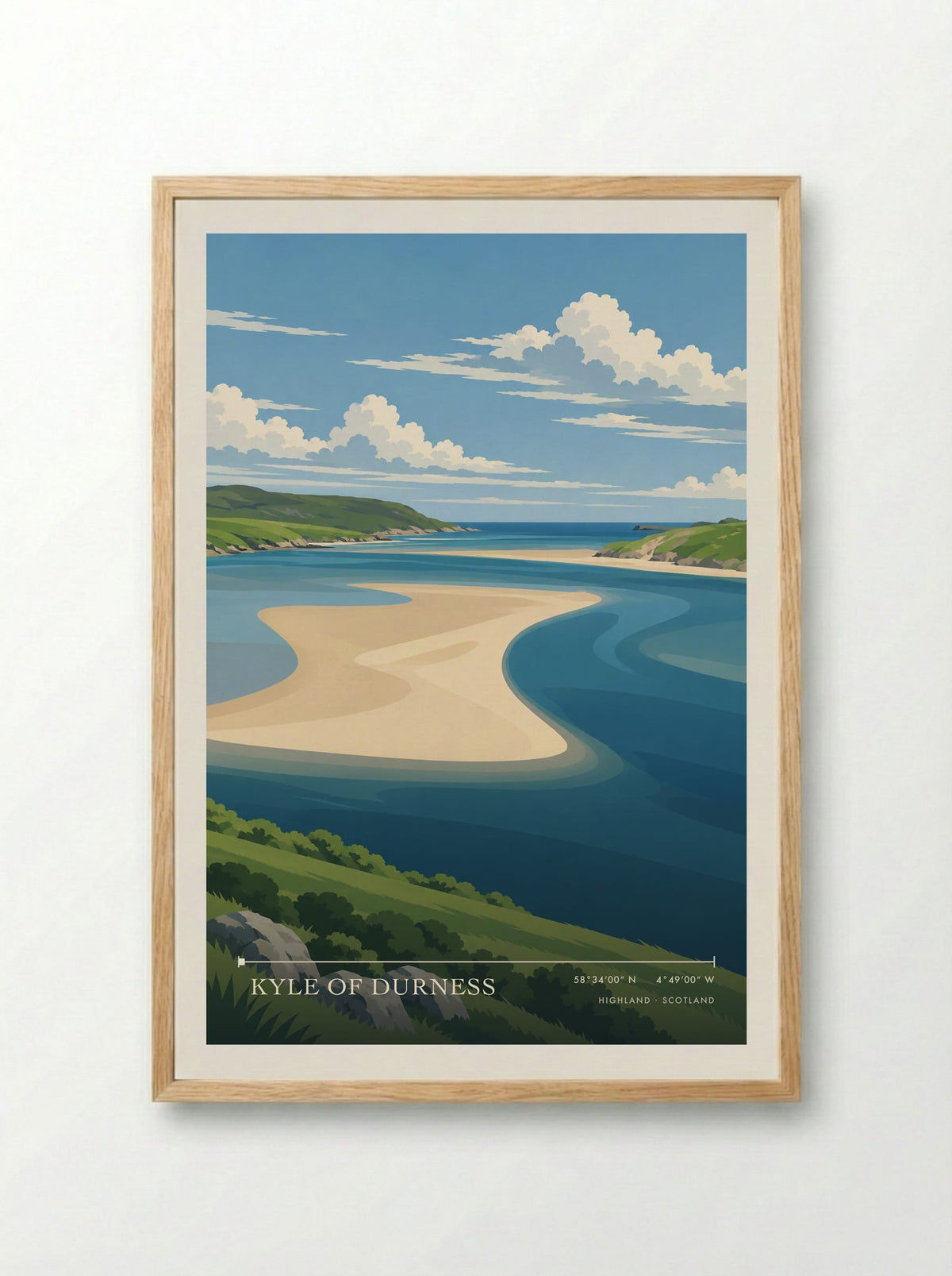 Kyle of Durness, Highland | Travel Poster - Framed Print Wood