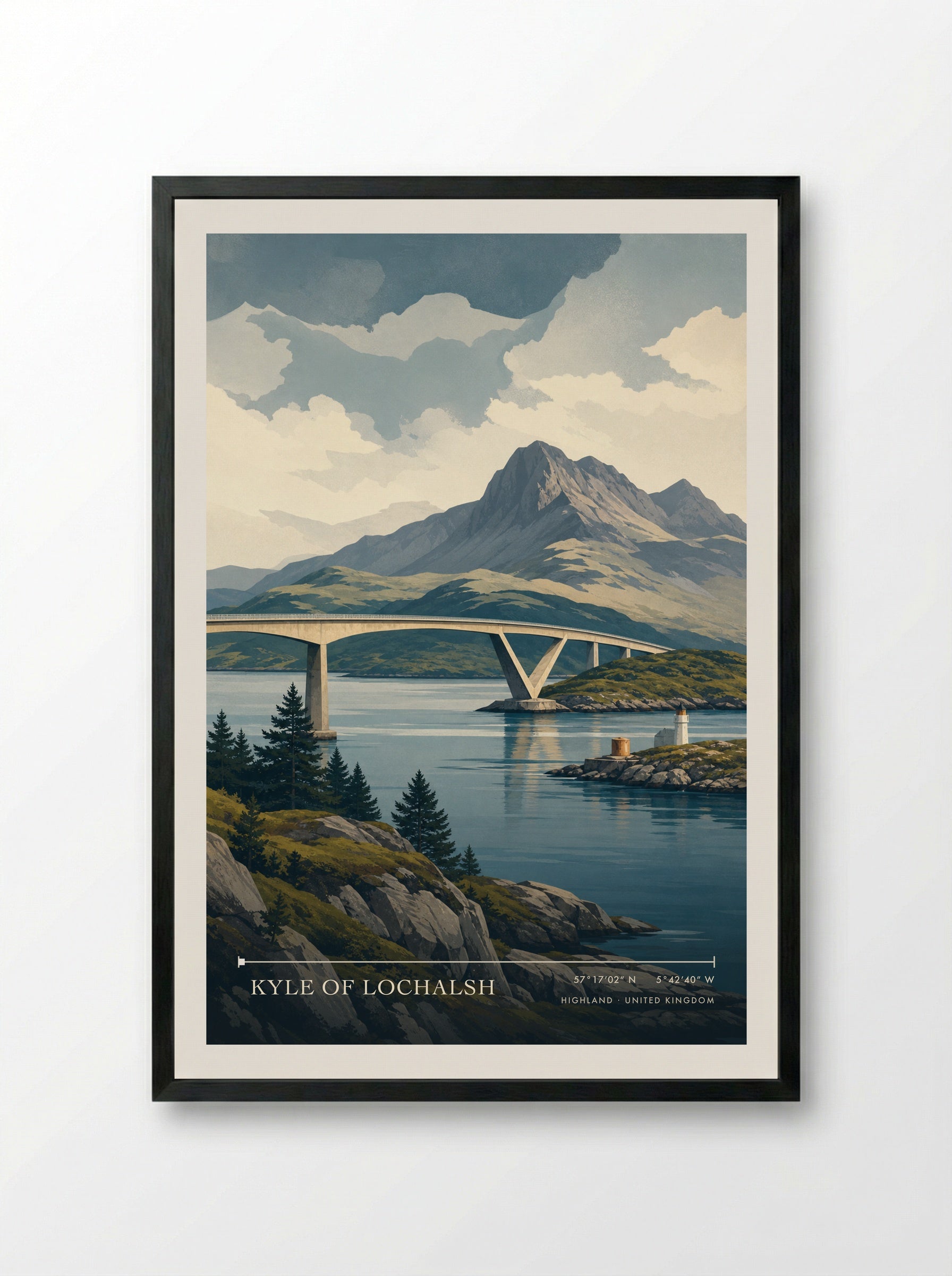 Kyle of Lochalsh Highland United Kingdom Travel Poster - Framed Print Black