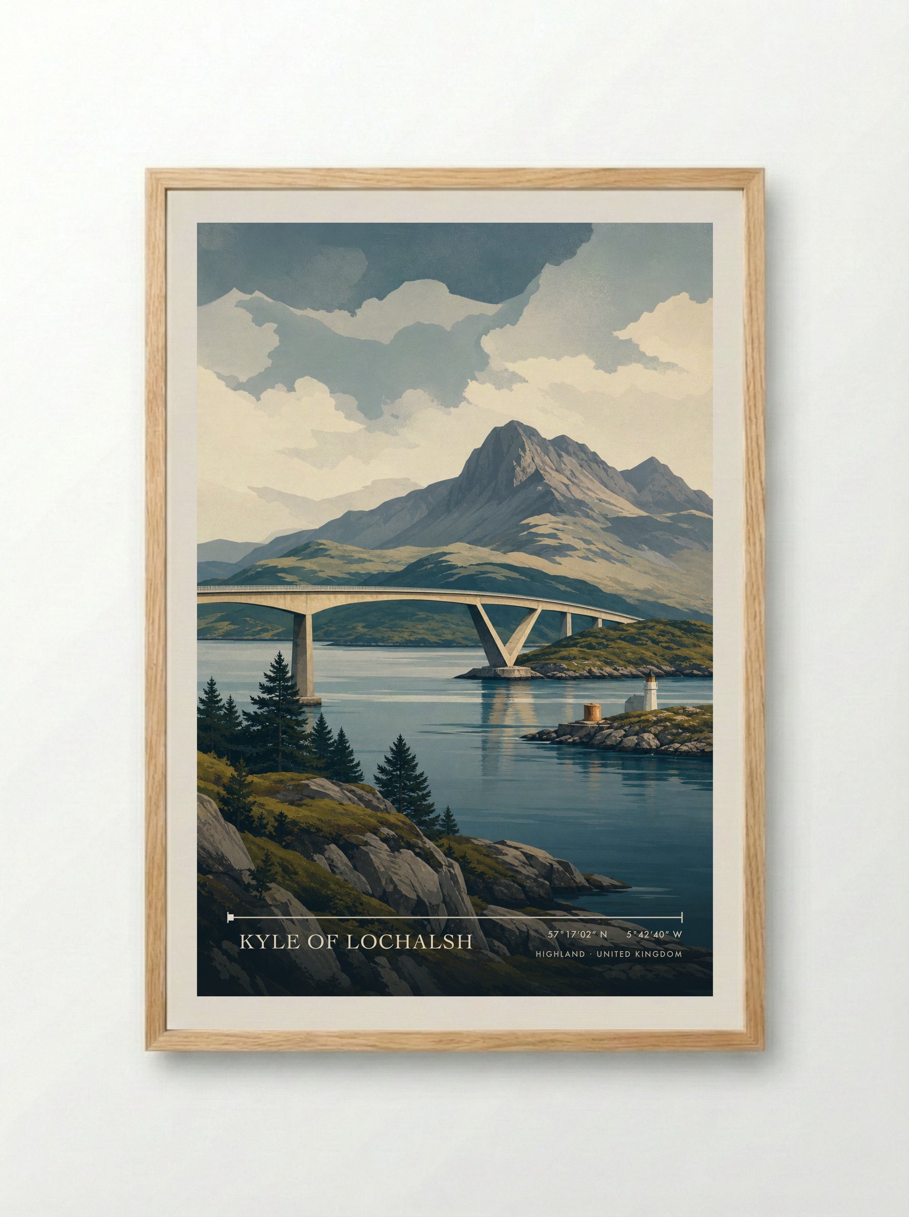 Kyle of Lochalsh Highland United Kingdom Travel Poster - Framed Print Wood