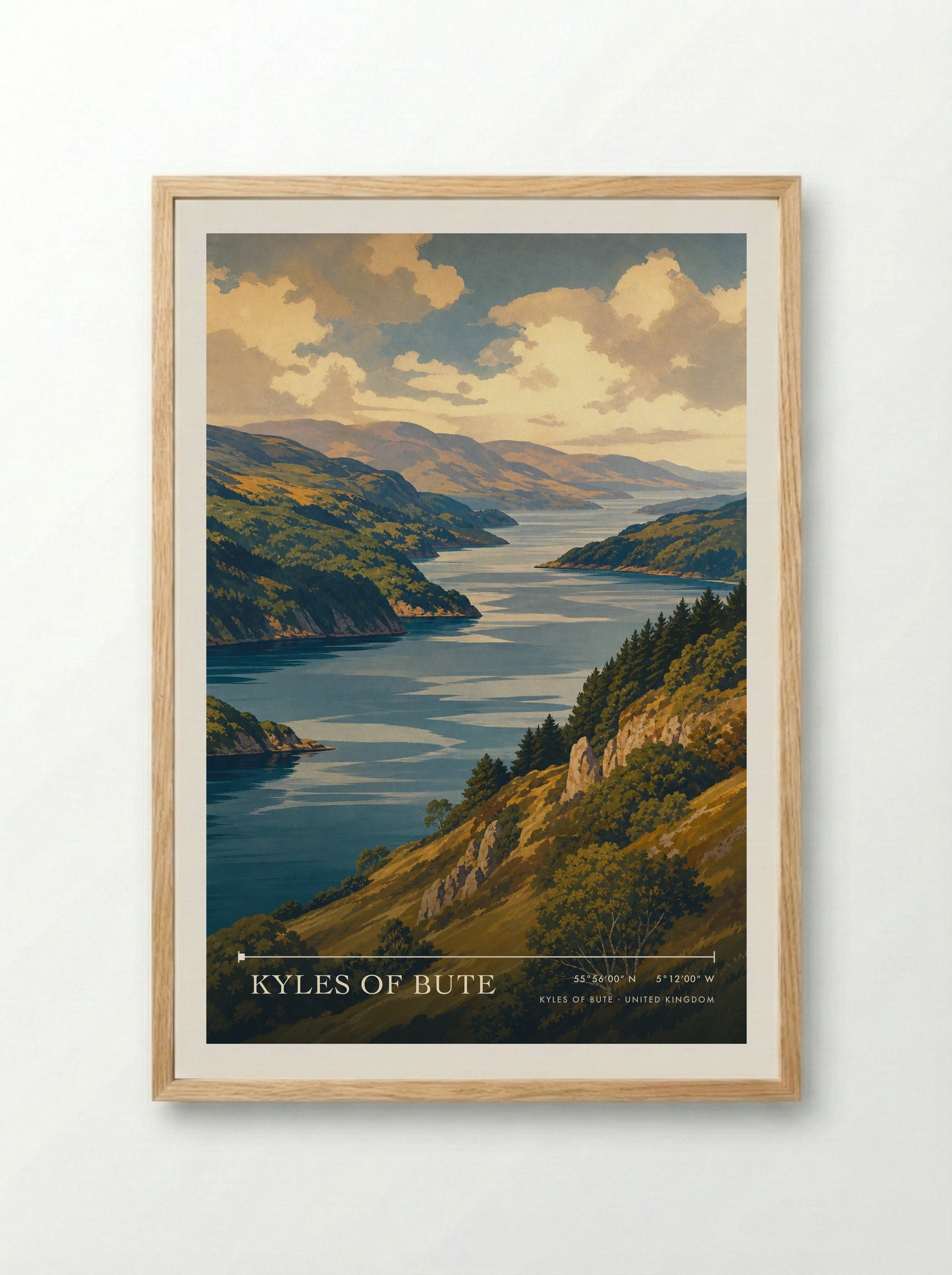 Kyles of Bute United Kingdom Travel Poster - Framed Print Wood