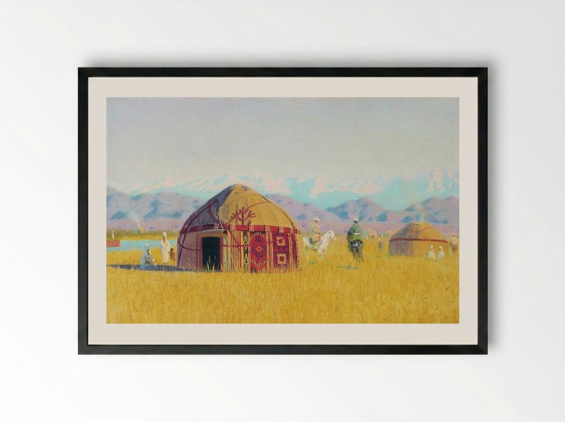 Kyrgyz tent on the Chu River - Vasily Vereshchagin - Framed Print Black