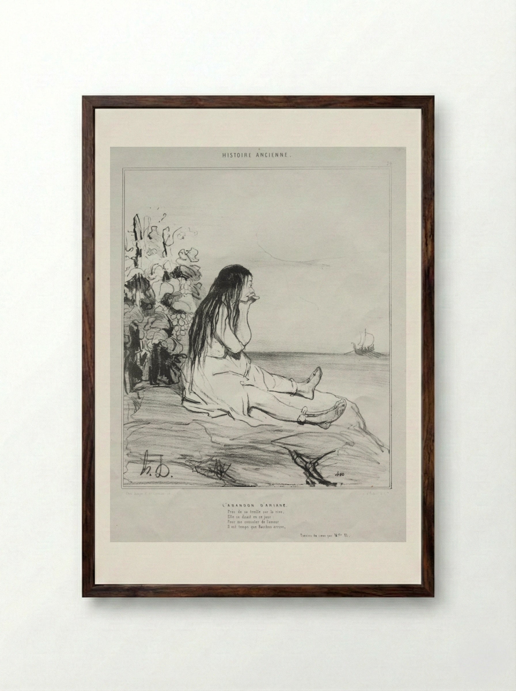 L'Abandon d'Ariane - Honoré Daumier - Framed Print Dark Wood