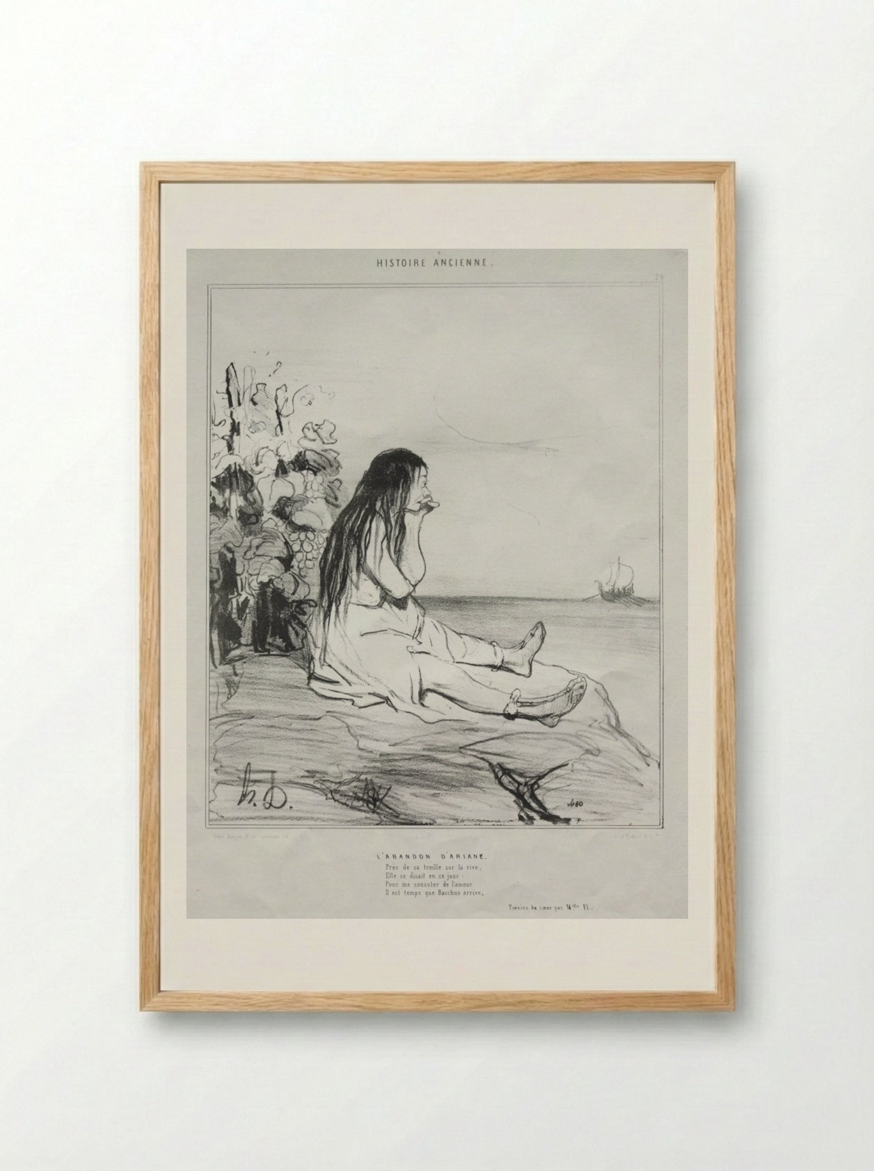 L'Abandon d'Ariane - Honoré Daumier - Framed Print Wood