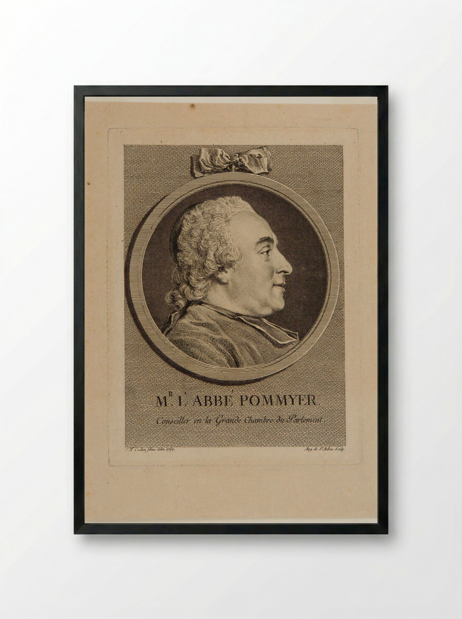 L'Abbé Pommyer - Augustin de Saint-Aubin - Framed Print Black