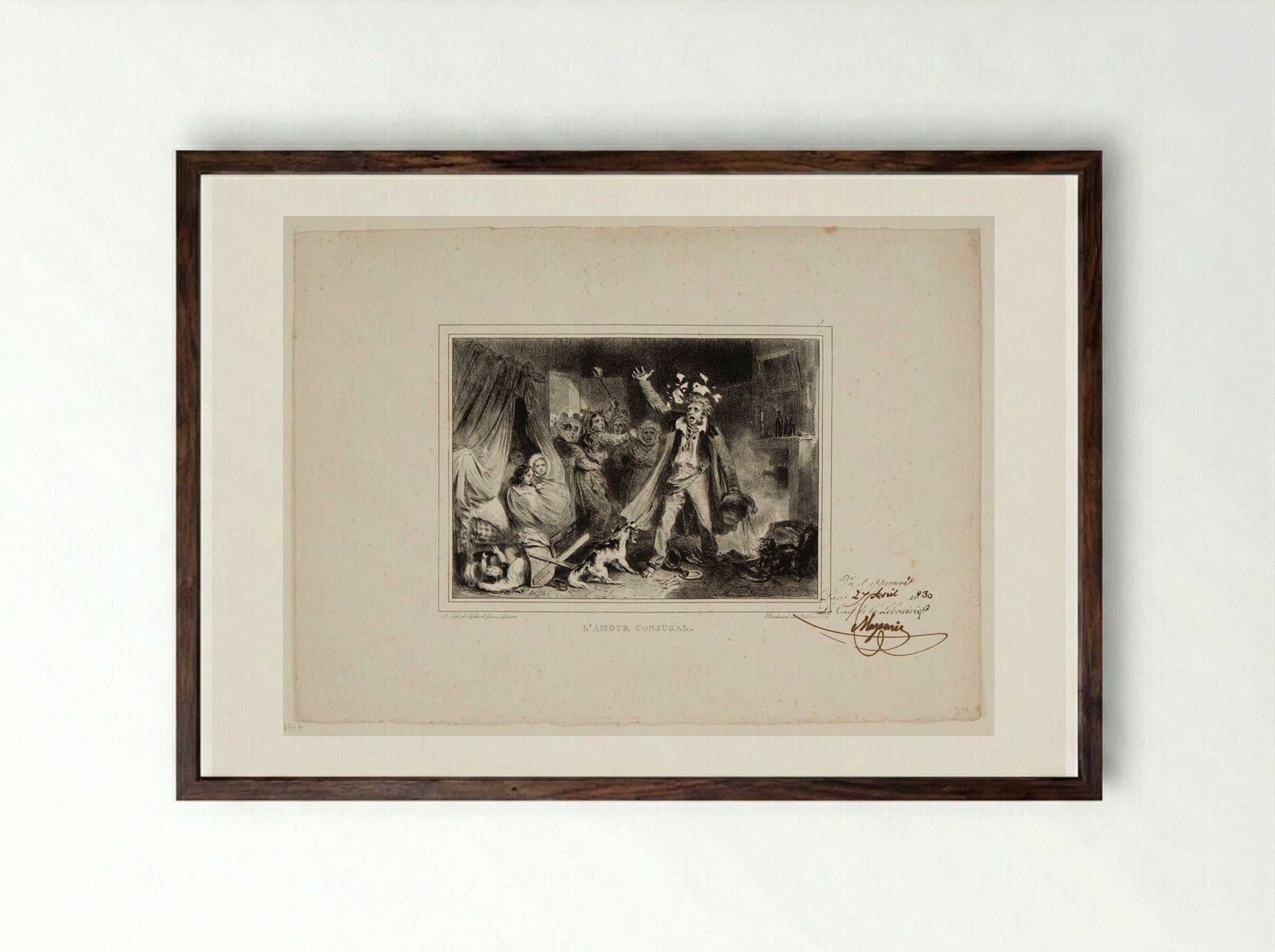 L'Amour Conjugal - Denis-Auguste-Marie Raffet - Framed Print Dark Wood