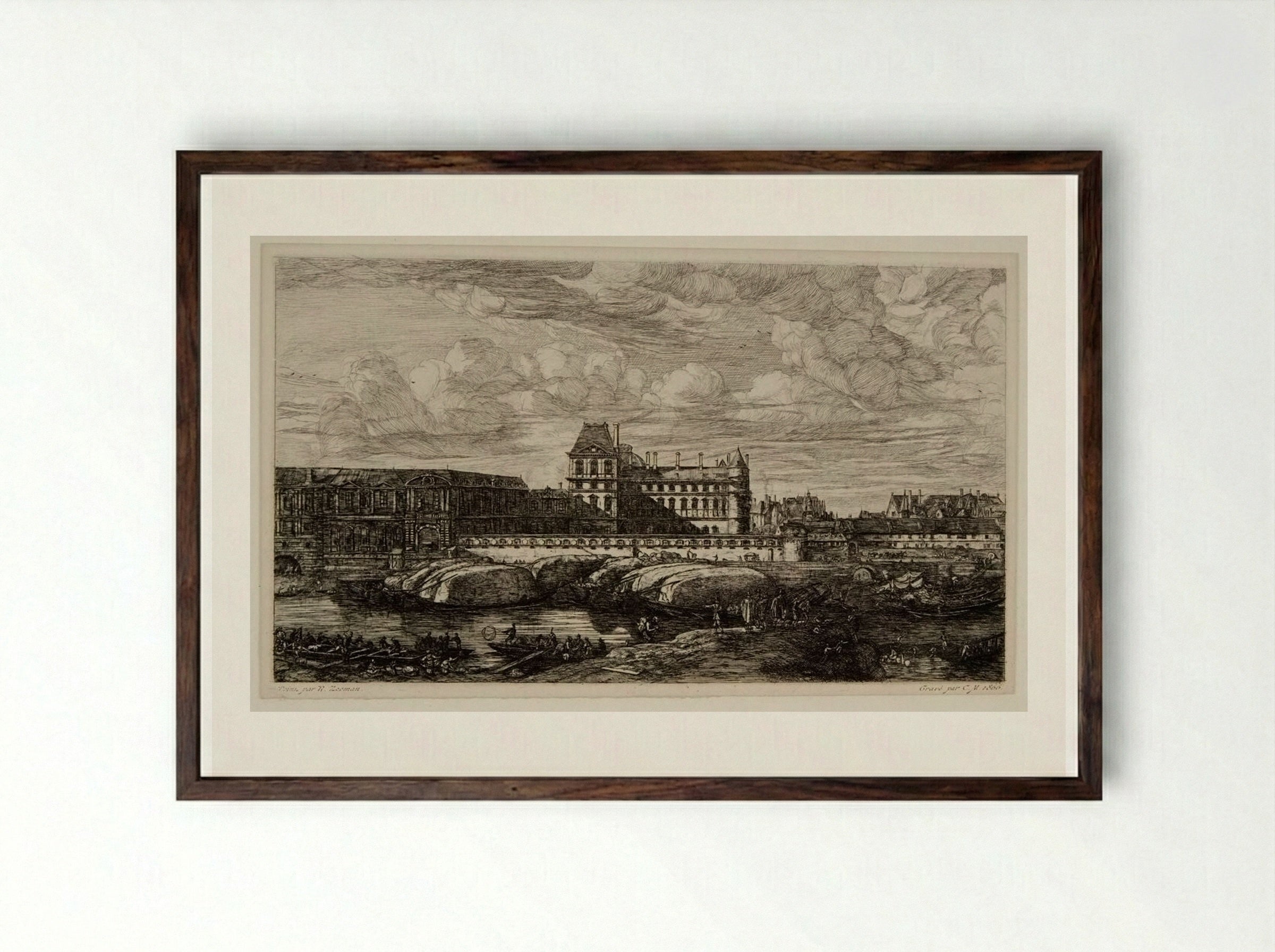 L'Ancien Louvre - Charles Meryon - Framed Print Dark Wood