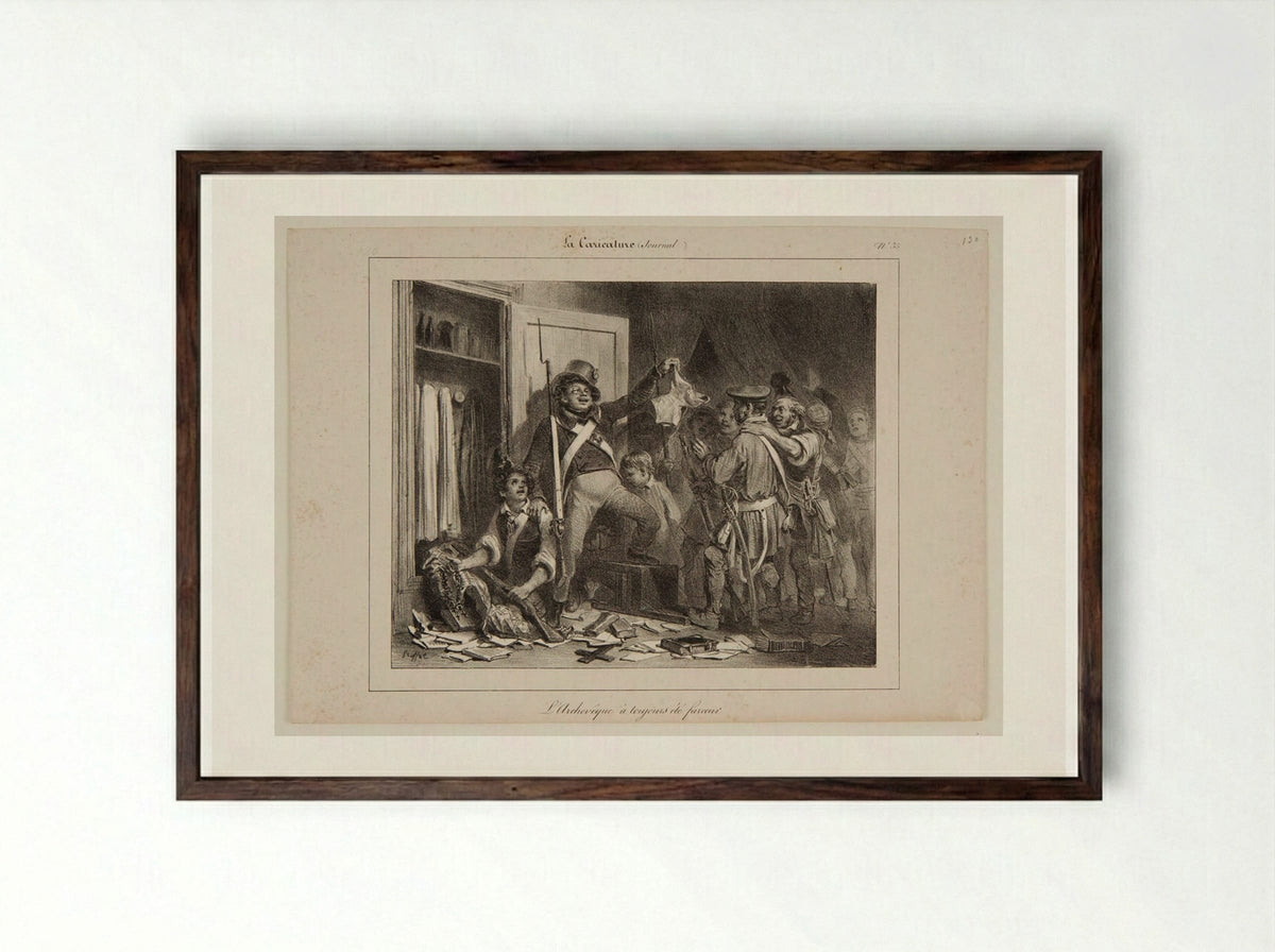 L'Archevêque a toujours été farceur - Denis-Auguste-Marie Raffet - Framed Print Dark Wood