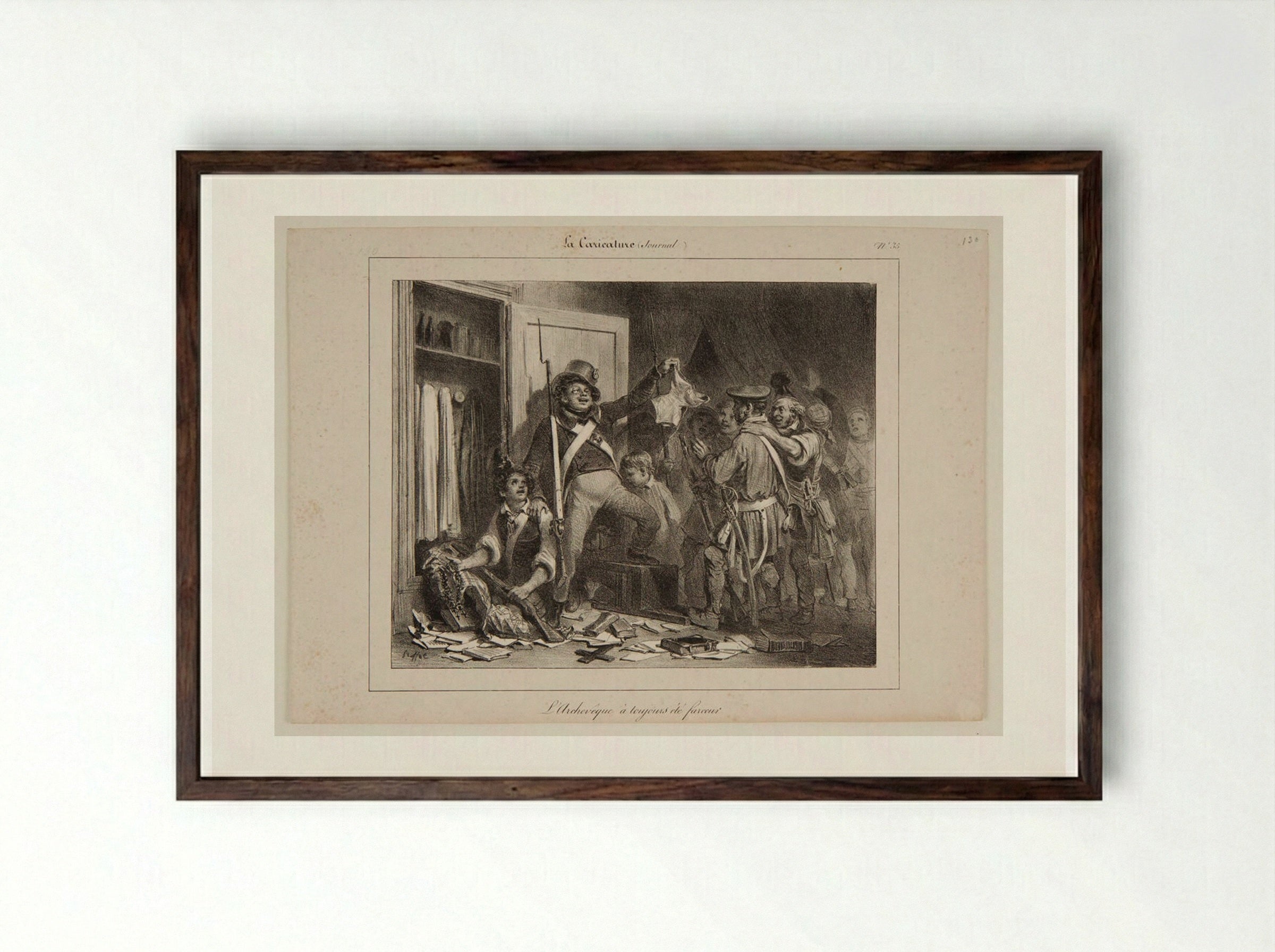 L'Archevêque a toujours été farceur - Denis-Auguste-Marie Raffet - Framed Print Dark Wood