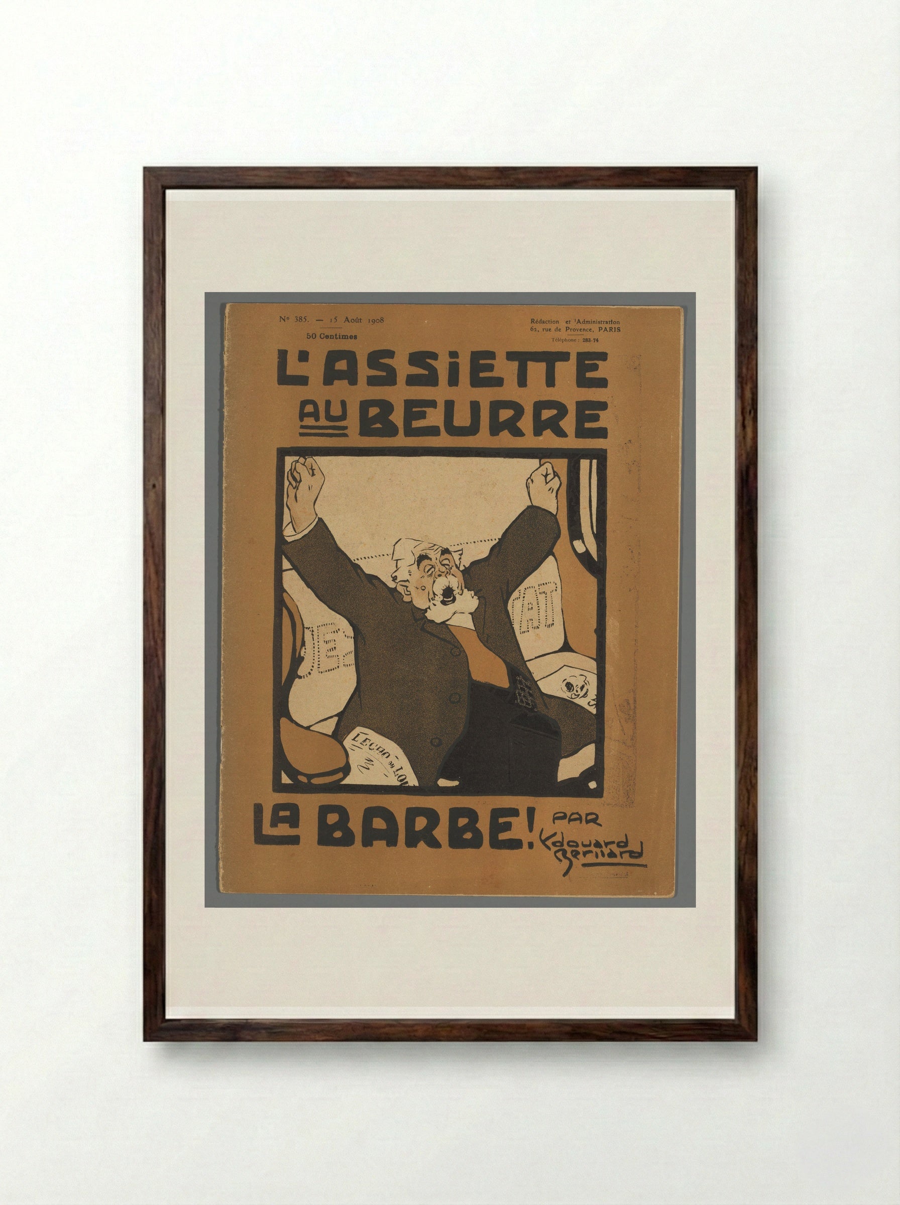 L'Assiette au Beurre, No. 385: La Barbe! - Édouard Berliard - Framed Print Dark Wood